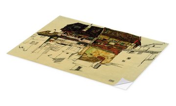 Posterlounge Wandfolie Egon Schiele, Alte Häuser in Krumau, 1914, Wohnzimmer Malerei