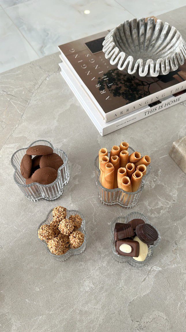 EmirtexHome Snackschale Clover Relief Schale 6er Set, Glas, (6-tlg)