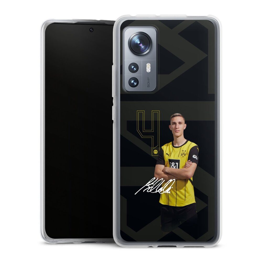 DeinDesign Handyhülle Borussia Dortmund Nico Schlotterbeck Offizielles Lizenzprodukt, Xiaomi 12 5G Silikon Hülle Bumper Case Handy Schutzhülle