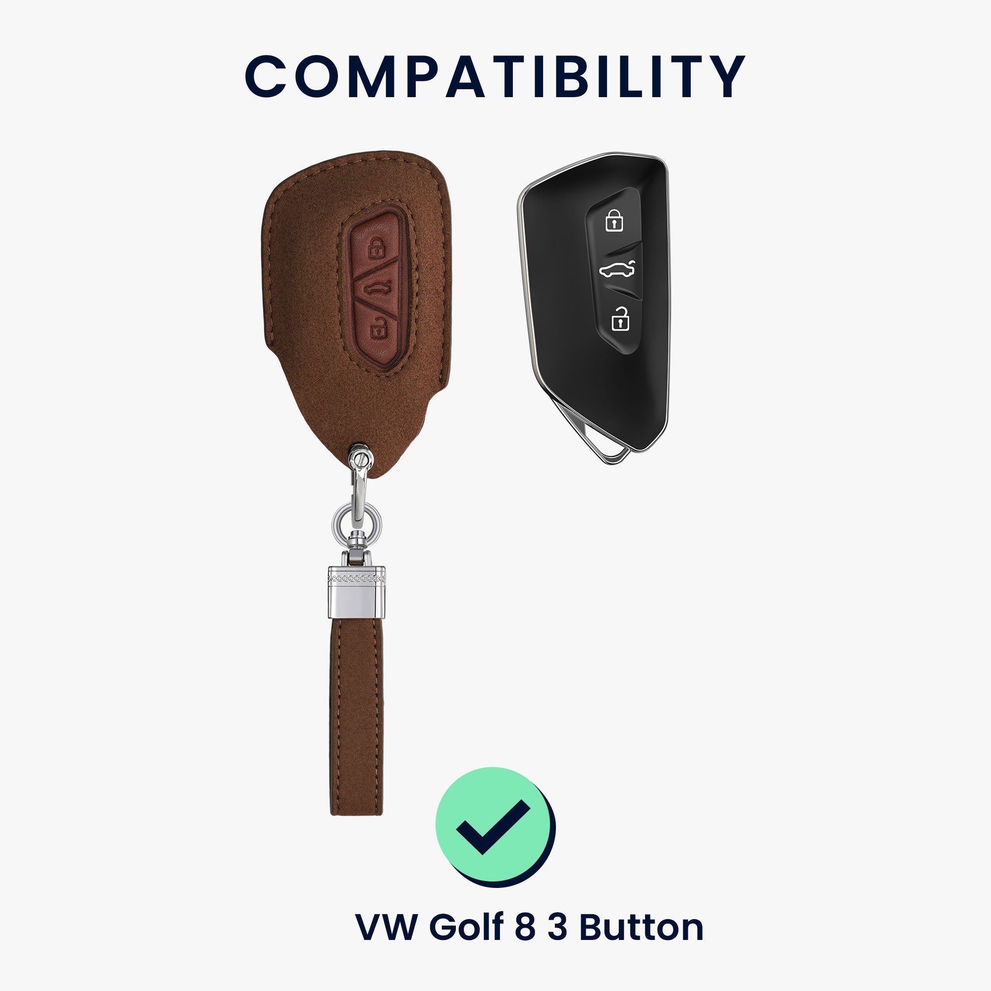 8, kwmobile für - Golf Hülle Case Kunstleder Autoschlüssel Braun Schlüsseltasche VW Schlüssel in Schlüsselhülle Cover Hellbraun