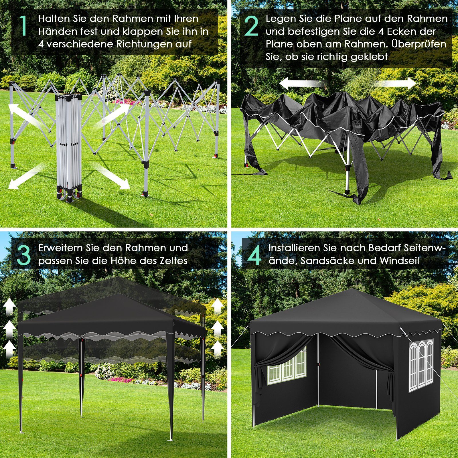 TLGREEN Faltpavillon 3x3 M Gartenpavillon Höhenverstellbar, günstig online kaufen