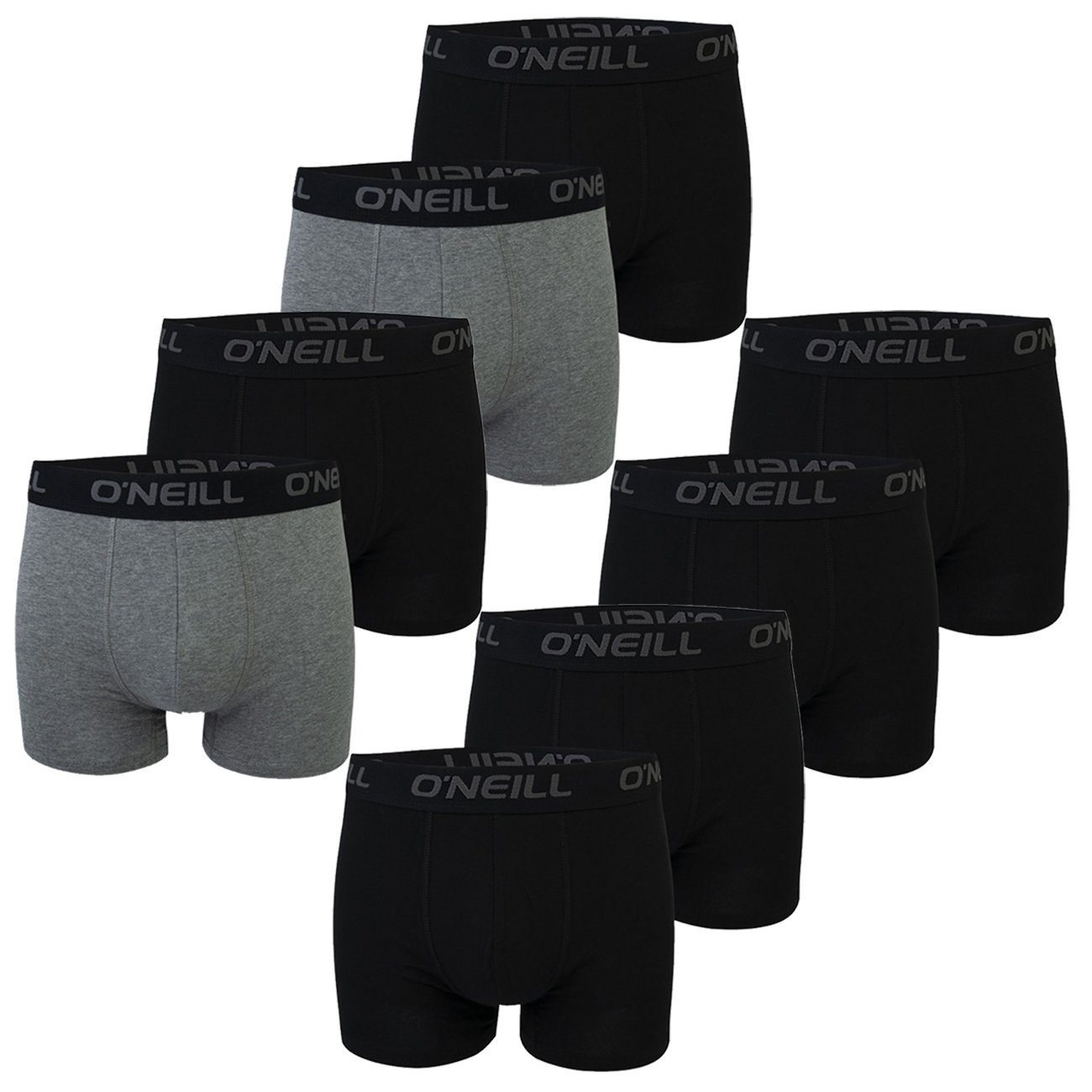 O'Neill Boxershorts Men boxer O'Neill plain Multipack (8-St) mit Logo Webbund 4x Black (6969P) & 4x Antracite Black (6869P)