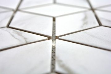Mosani Mosaikfliesen Diamant Keramikmosaik Mosaikfliesen weiß matt / 10 Matten