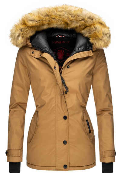 Navahoo Winterjacke Laura edler Parka mit Kunstfell-Kapuze