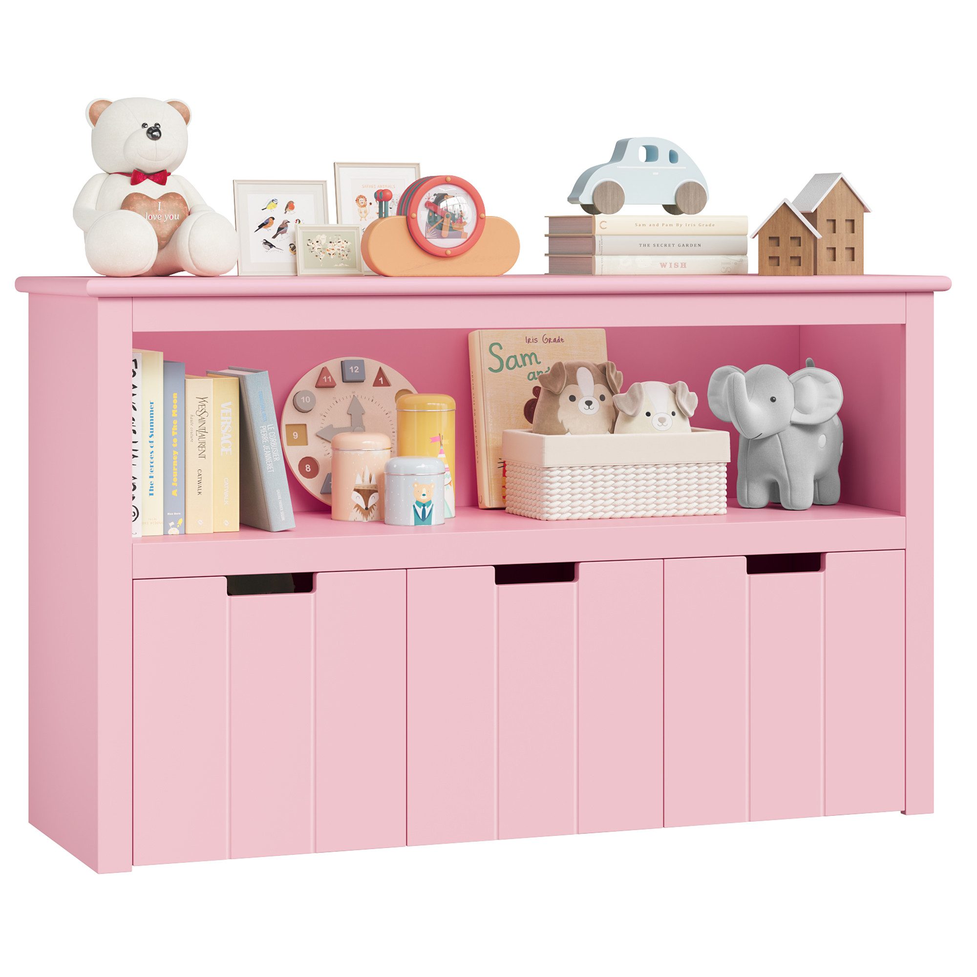 Homfa Kinderregal, Spielzeugtruhe Bücherregal 3 Schubladen mit Rollen 102 x günstig online kaufen