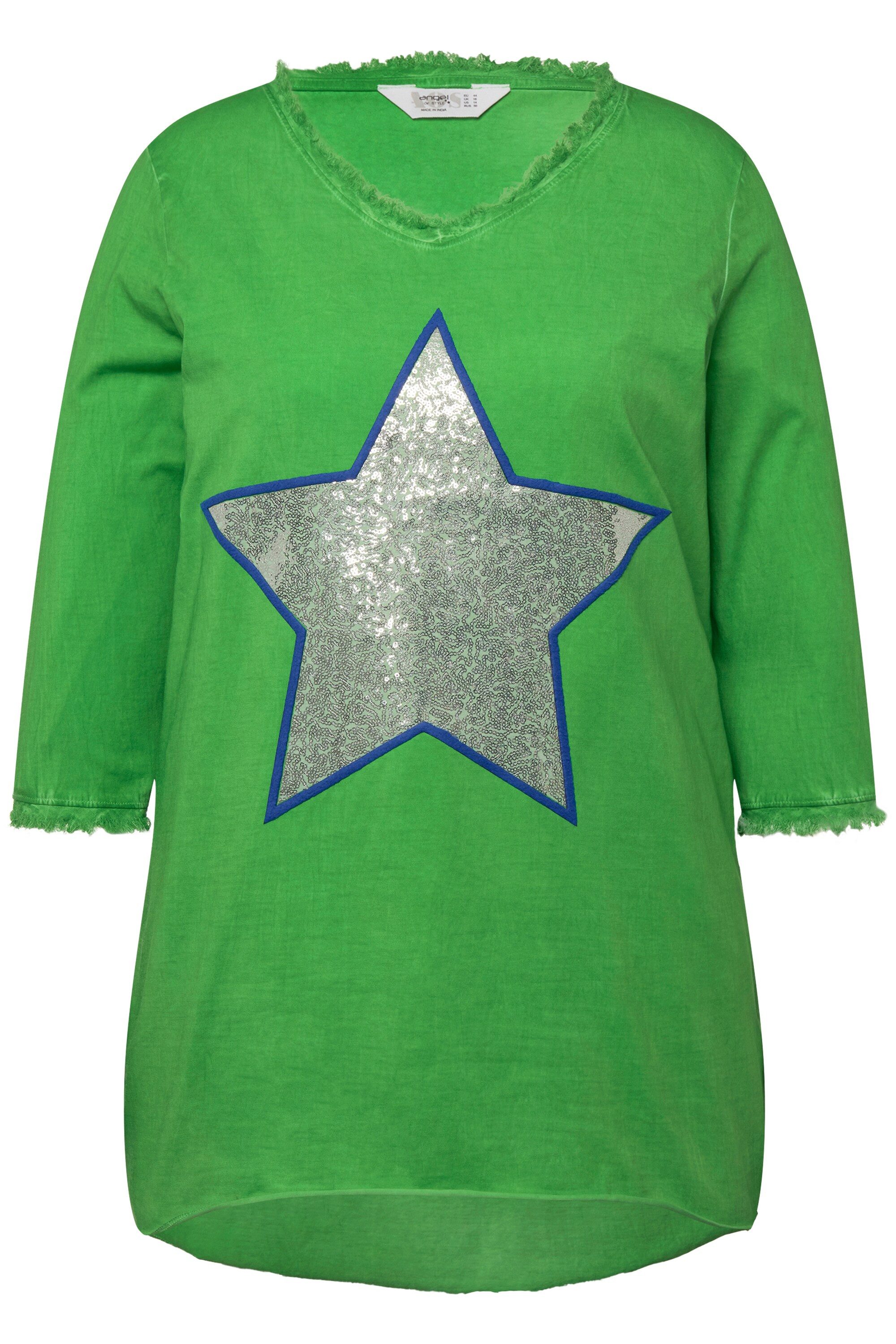 Angel of Style Longshirt T-Shirt A-Linie Pailletten-Stern V-Ausschnitt günstig online kaufen