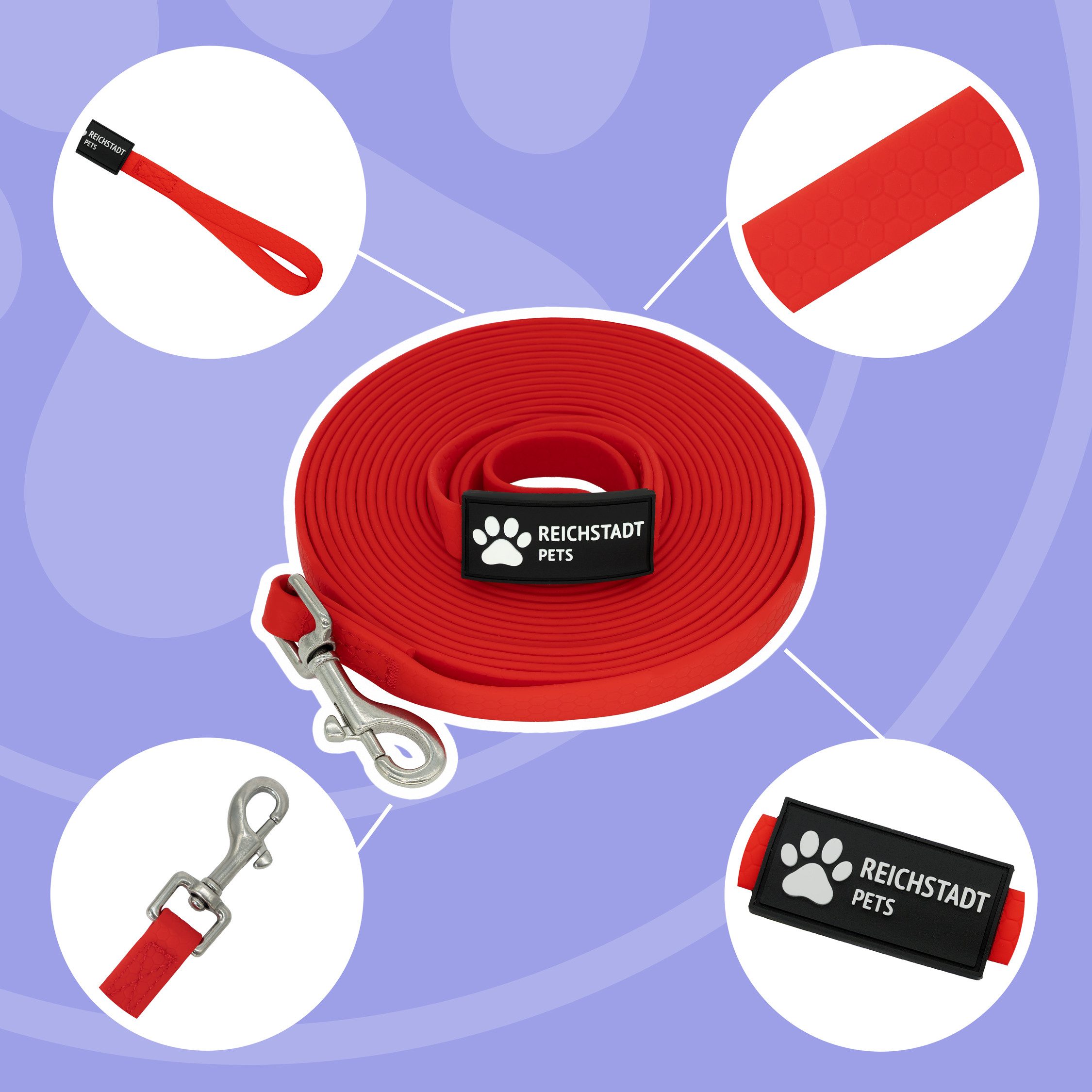 Reichstadt Hundeleine RS Pets Führleine Texturierte PVC 25RSP085, PVC, Weiche Handschlaufe mit Soft-Wrist-Strap
