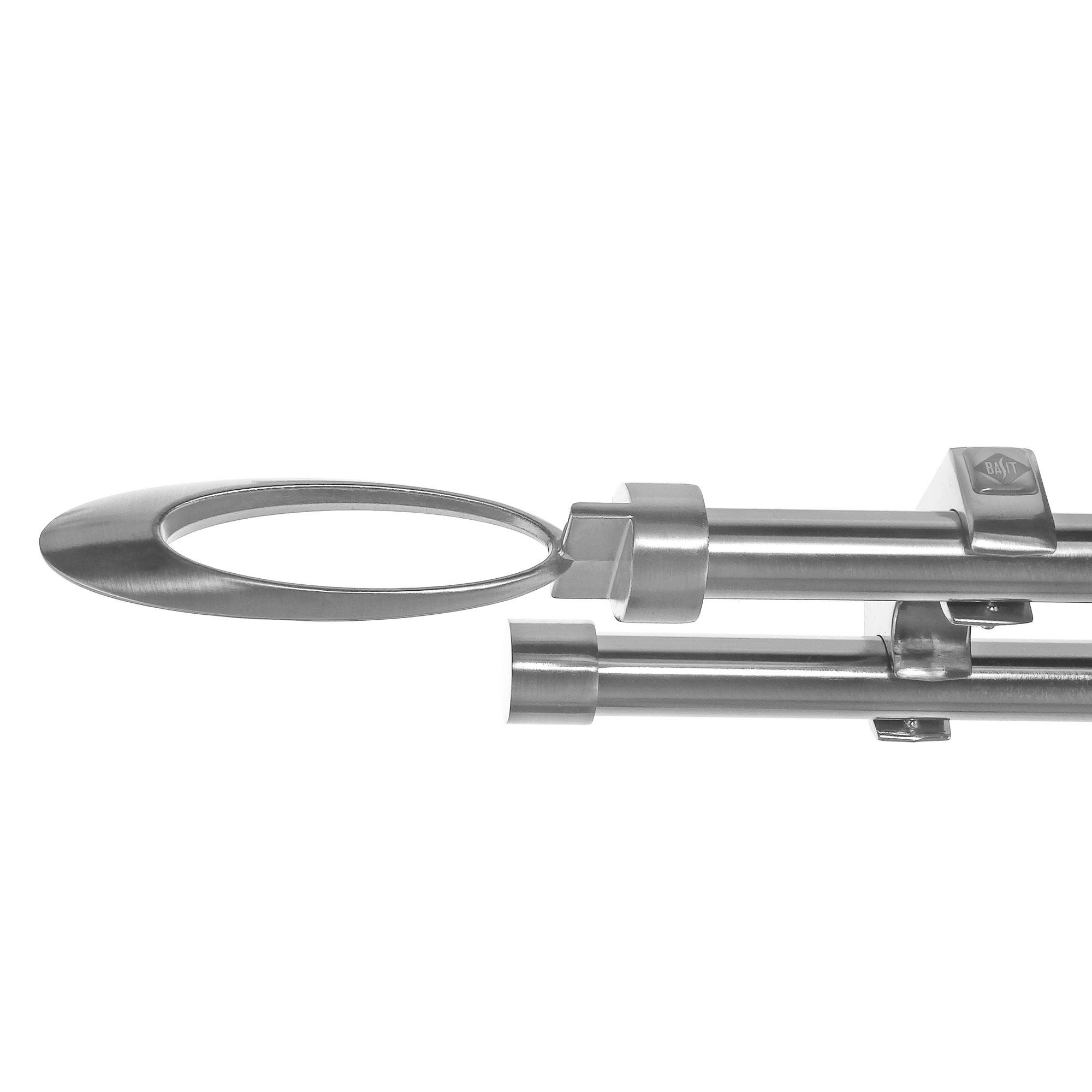 BASIT Gardinenstange Edelstahloptik 20mm mit Deckenträgern 120 cm E85, Ø 20 mm, 2-läufig, verschraubt, Metall, D60RR 120 cm E85 Elipse