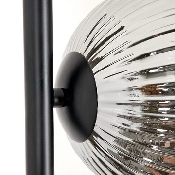hofstein Stehlampe Stehlampe aus Metall/Riffelglas in Schwarz/Rauch/Bernstein, ohne Leuchtmittel, Leuchte, Glasschirme (15cm),Schalter,159cm, 3 xG9, ohne Leuchtmittel