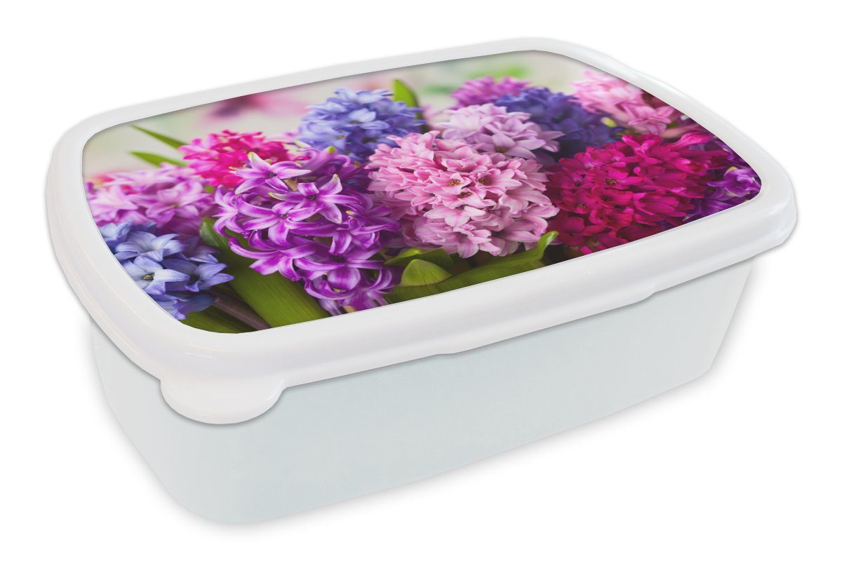 MuchoWow Lunchbox Hyazinthe - Blumen - Pflanzen, Kunststoff, (2-tlg), Brotbox für Kinder und Erwachsene, Brotdose, für Jungs und Mädchen weiß | Lunchboxen