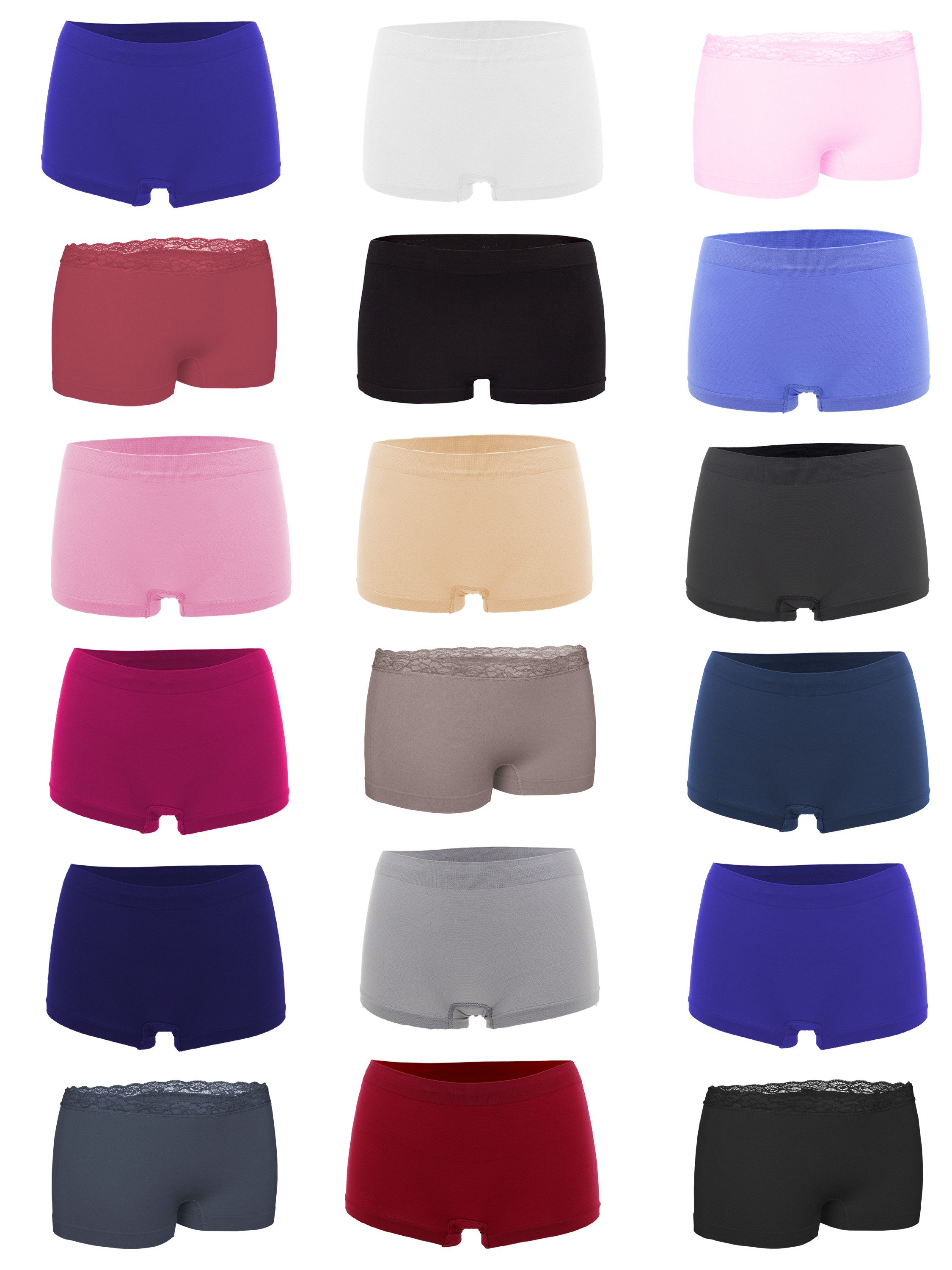 Fabio Farini Panty Damen Hotpants Unterhosen - Frauen Boxershorts Seamless (Spar-Set, 18-St) angenehmes Tragegefühl ohne Nähte, zufällig ausgewählte Farben