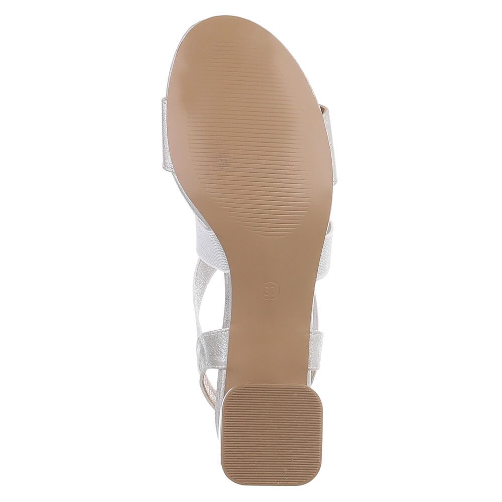 Ital-Design Elegante Sandalen mit Crossband und Blockabsatz für Damen Sandalette (91117355) Blockabsatz Sandalen & Sandaletten in Silber