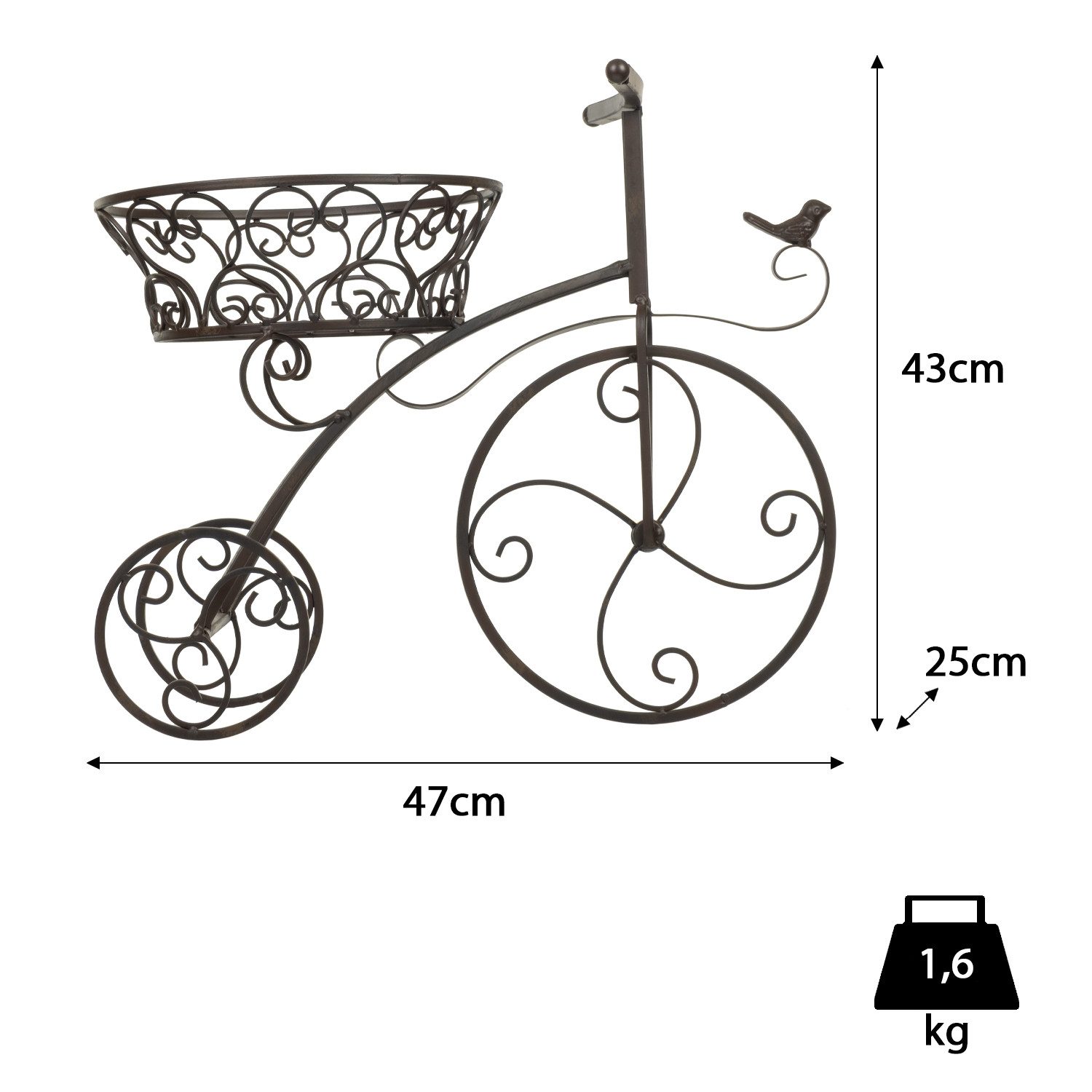 Moritz Blumentopf Pflanzfahrrad Blumentopfhalter 47x43x25cm, Pflanzkorb Landhausstil Shabby Blumentopfhalter Gartendeko