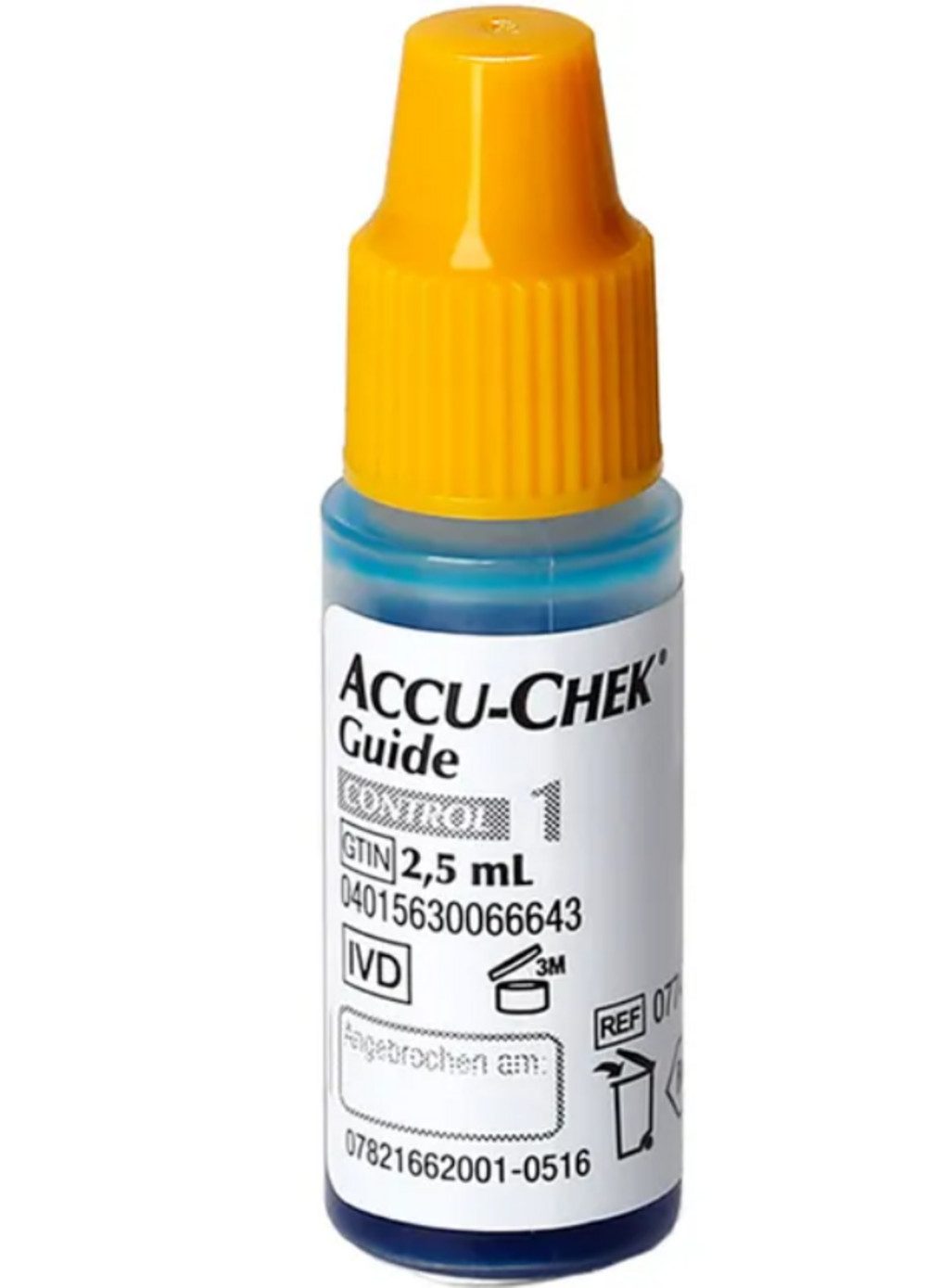 Roche Blutzuckermessgerät Accu-Chek Guide Kontroll-Lösung 2,5ml, Glucoselösung, Diabetes Teststreifen prüfen, Kontrolllösung für Blutzuckergeräte