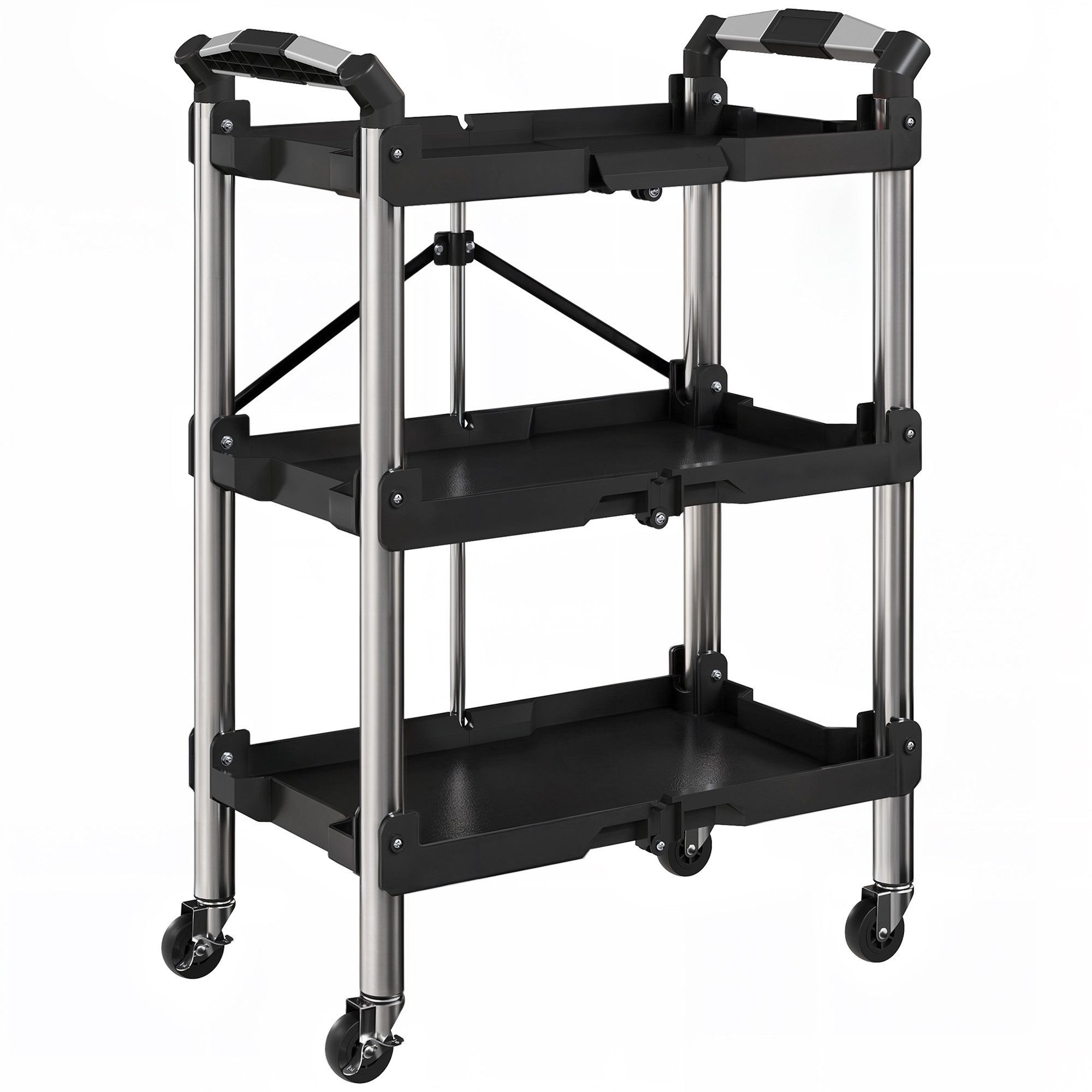 furnicato Werkzeugwagen Werkzeug-Trolley klappbar 3-stufig, Kunststoff & Stahl, 64L x 37B x 84H cm, (1-tlg)