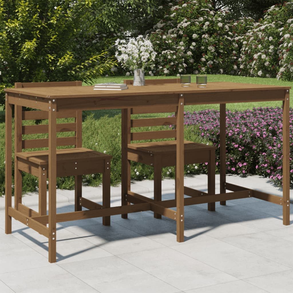 furnicato Gartentisch aus massivem Kiefernholz Honigbraun 203,5 x 90 x 110 cm (1-St), Robuster Outdoor-Tisch mit rustikaler Maserung für die Terrasse