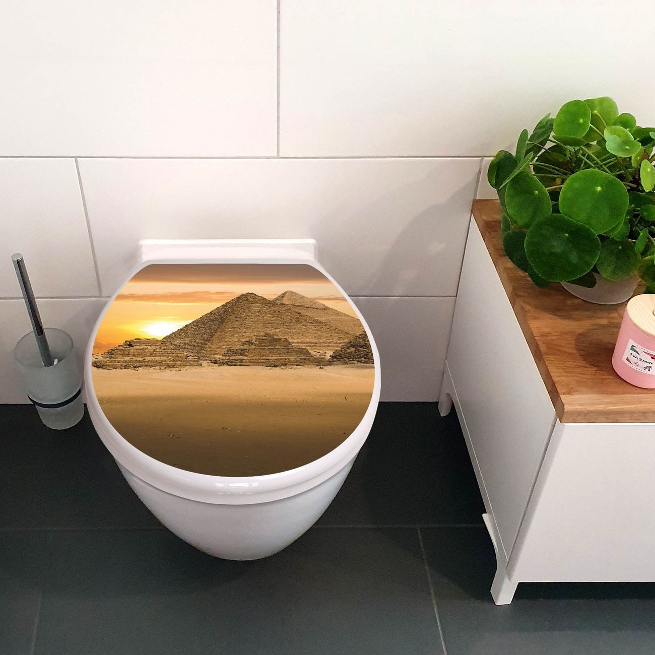 banjado WC-Sitz mit Absenkautomatik Motiv Pyramiden (umweltfreundliches Mat günstig online kaufen