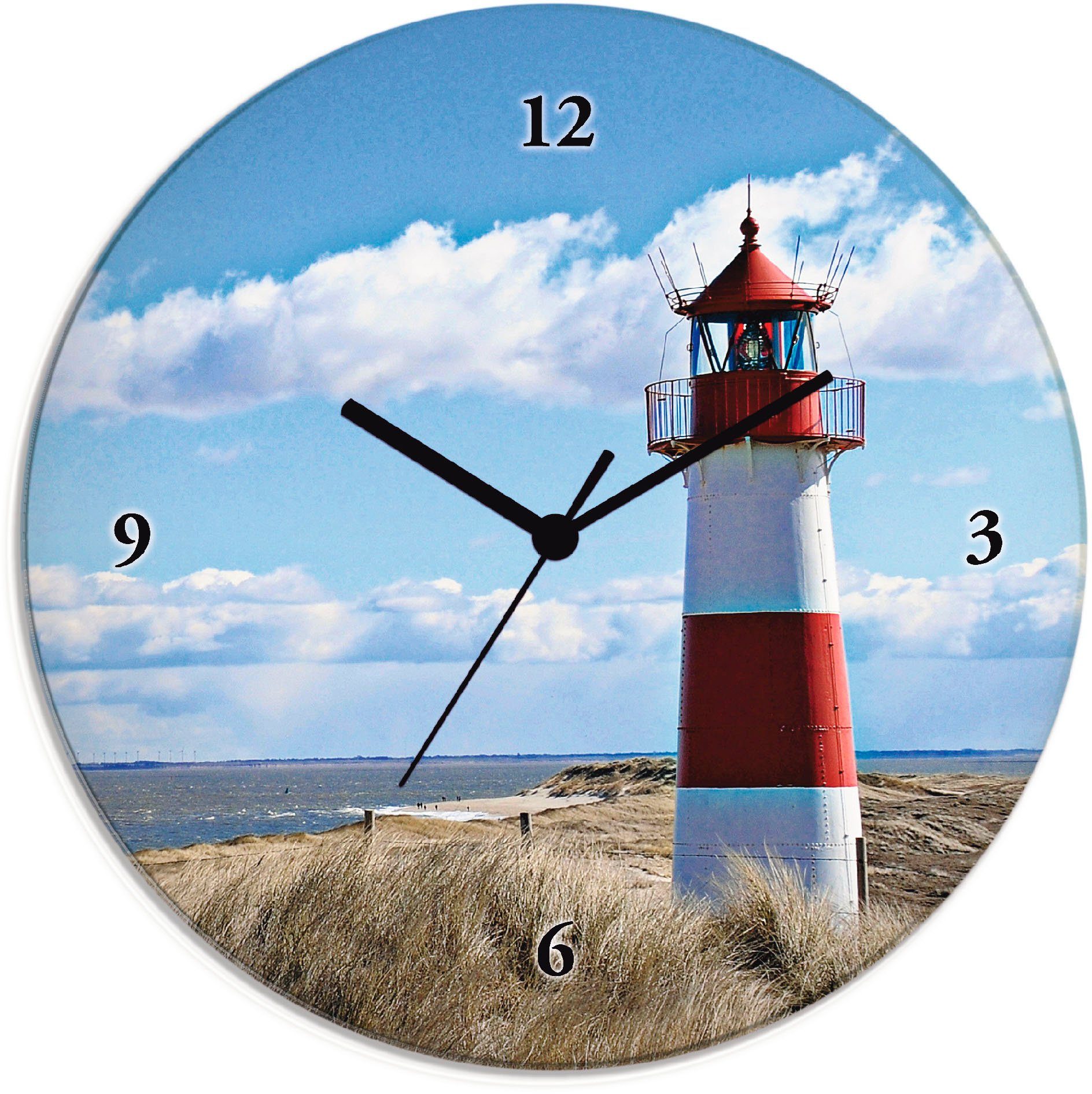 Artland Wanduhr Leuchtturm Sylt (wahlweise mit Quarz- oder Funkuhrwerk, lautlos ohne Tickgeräusche)