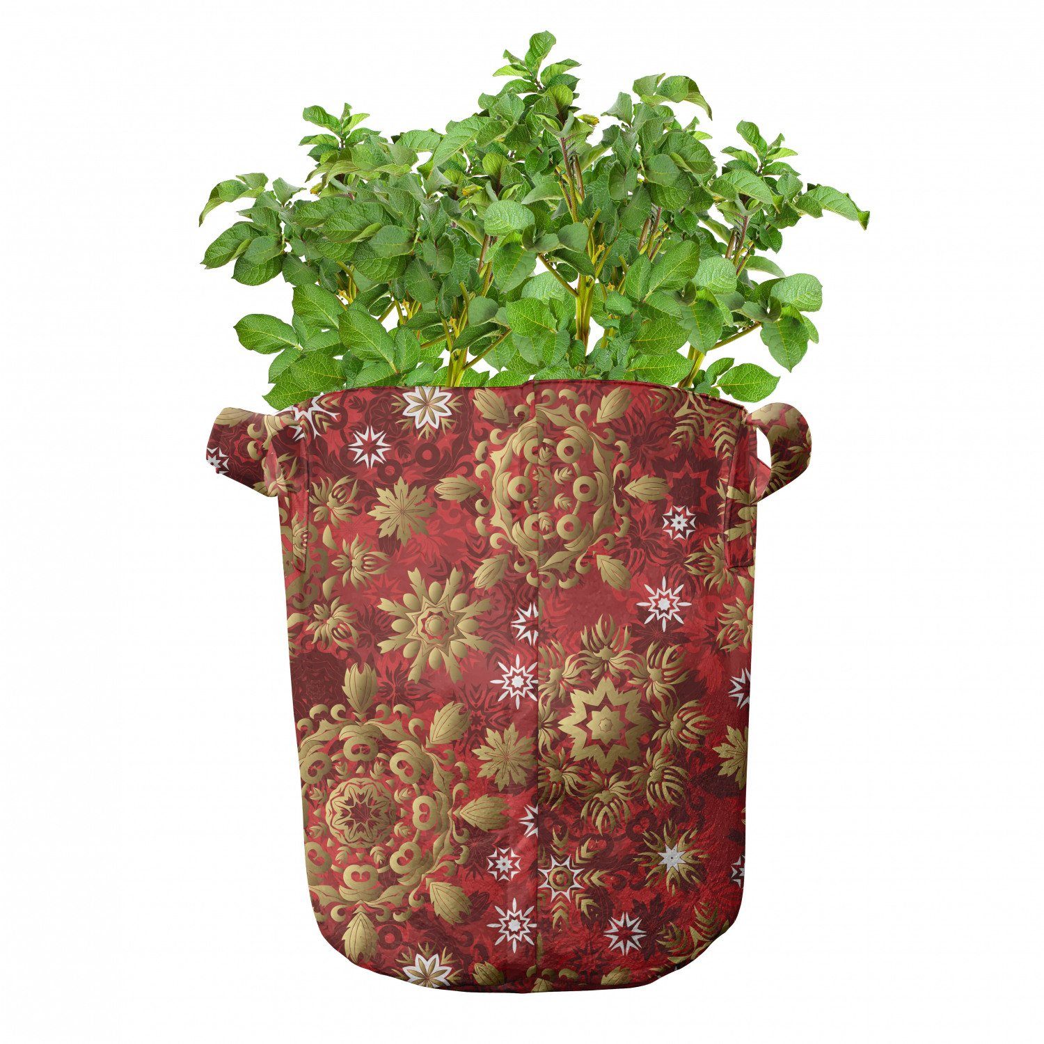 Griffen Weihnachten Red Stofftöpfe hochleistungsfähig Abakuhaus mit Ornament Flora Pflanzkübel für Mandala Pflanzen,