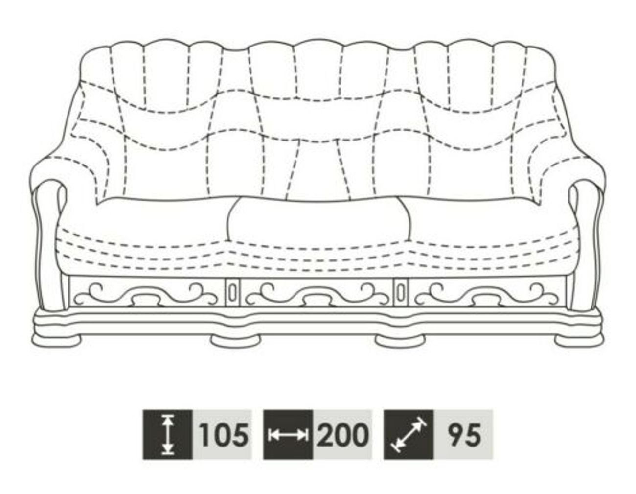 JVmoebel 3-Sitzer, Klassische Dreisitzer Couch Sofa 3 Sitzer Couch Polster Ledersofa