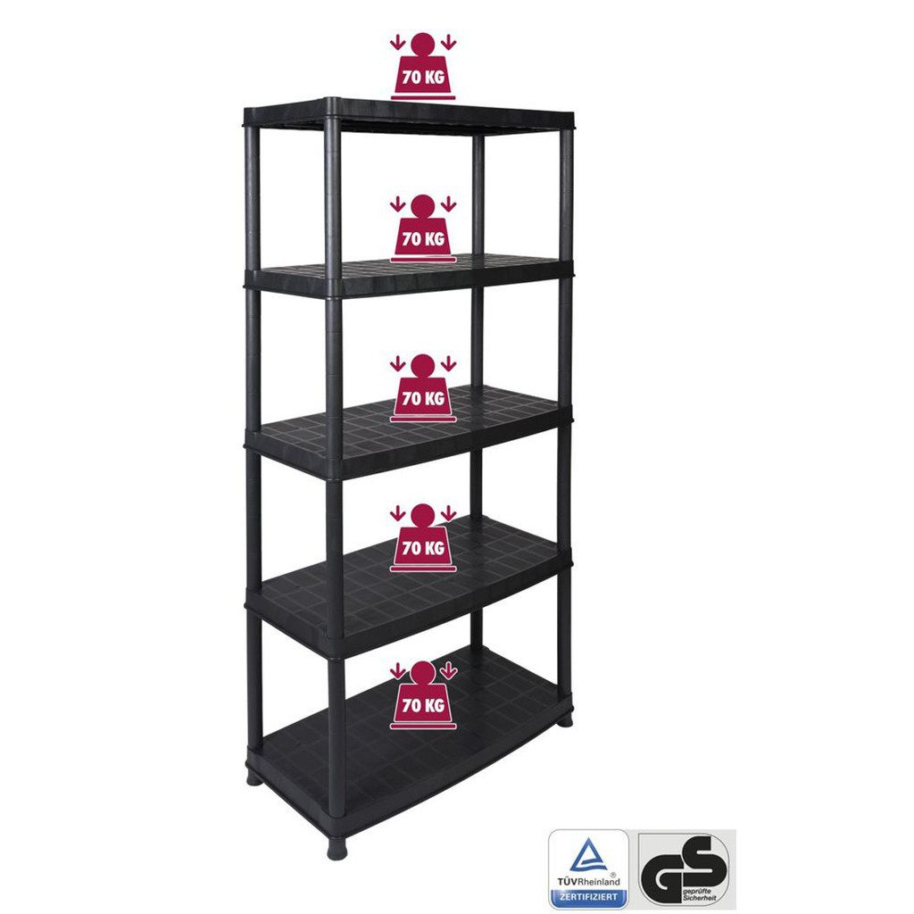 Kreher Schwerlastregal 'Deluxe' mit 5 Böden in Schwarz günstig online kaufen