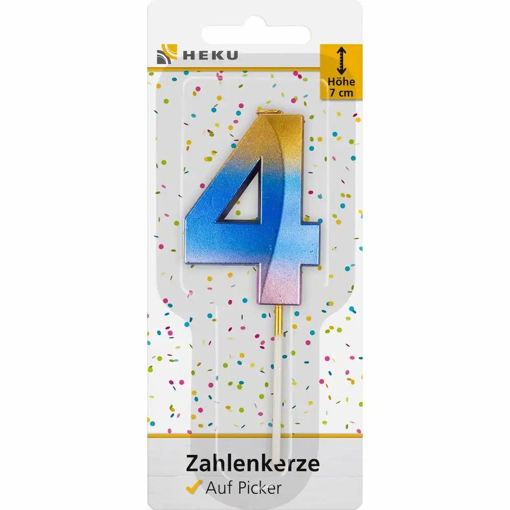 HEKU Geburtstagskerze Zahlenkerze 4 auf Picker - Idena Geburtstagskerze 7cm