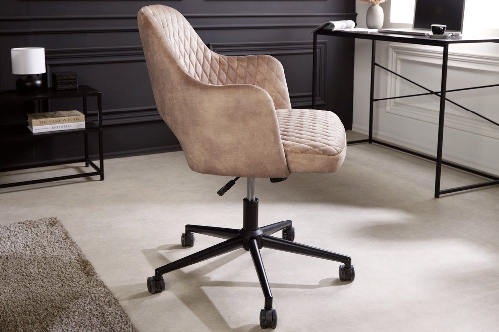 riess-ambiente Bürostuhl PARIS greige / schwarz (Einzelartikel, 1 St), Arbeitszimmer · Samt · Armlehnen · höhenverstellbar · drehbar · Retro