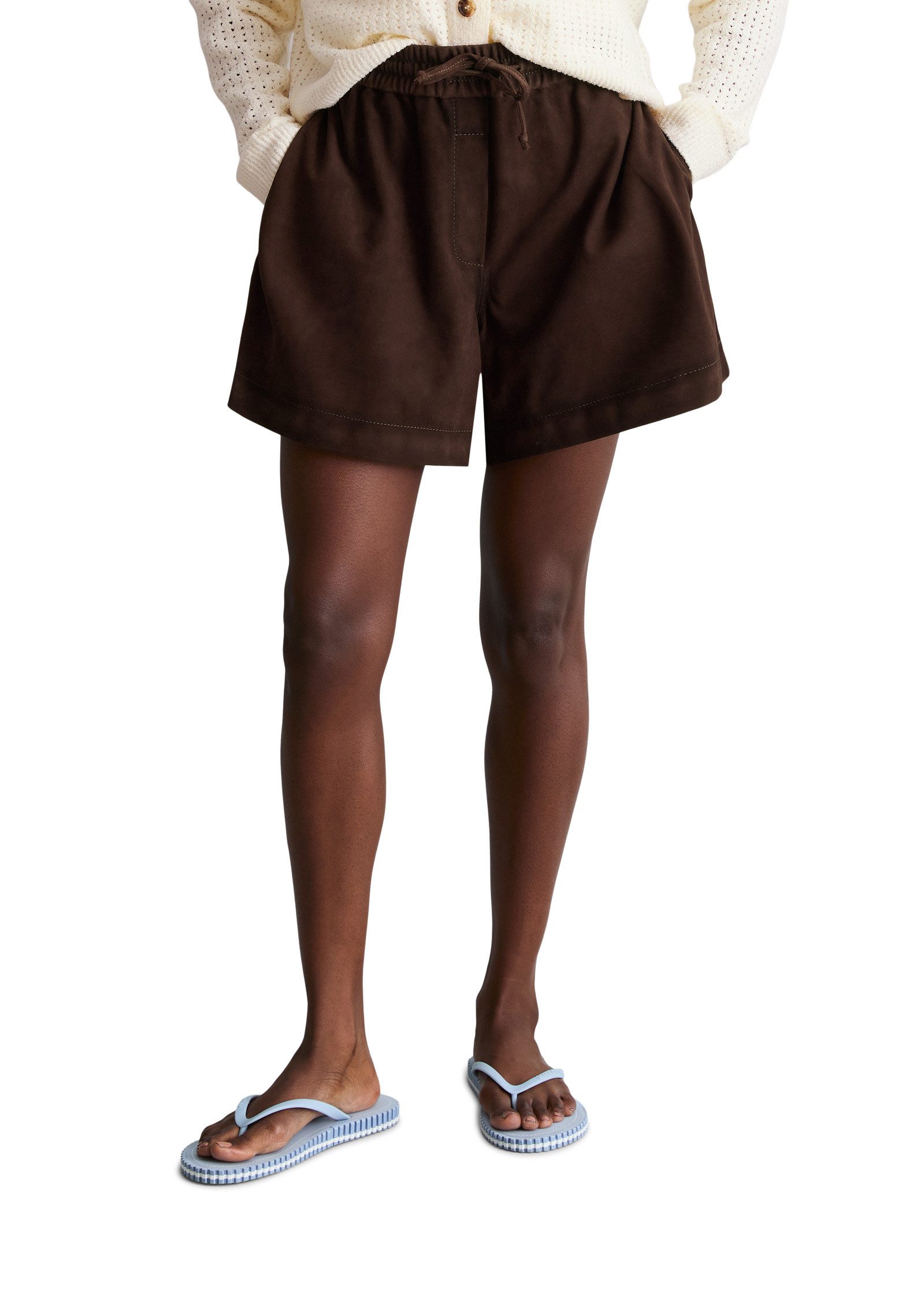 Marc O'Polo DENIM Shorts aus weichem Ziegenveloursleder