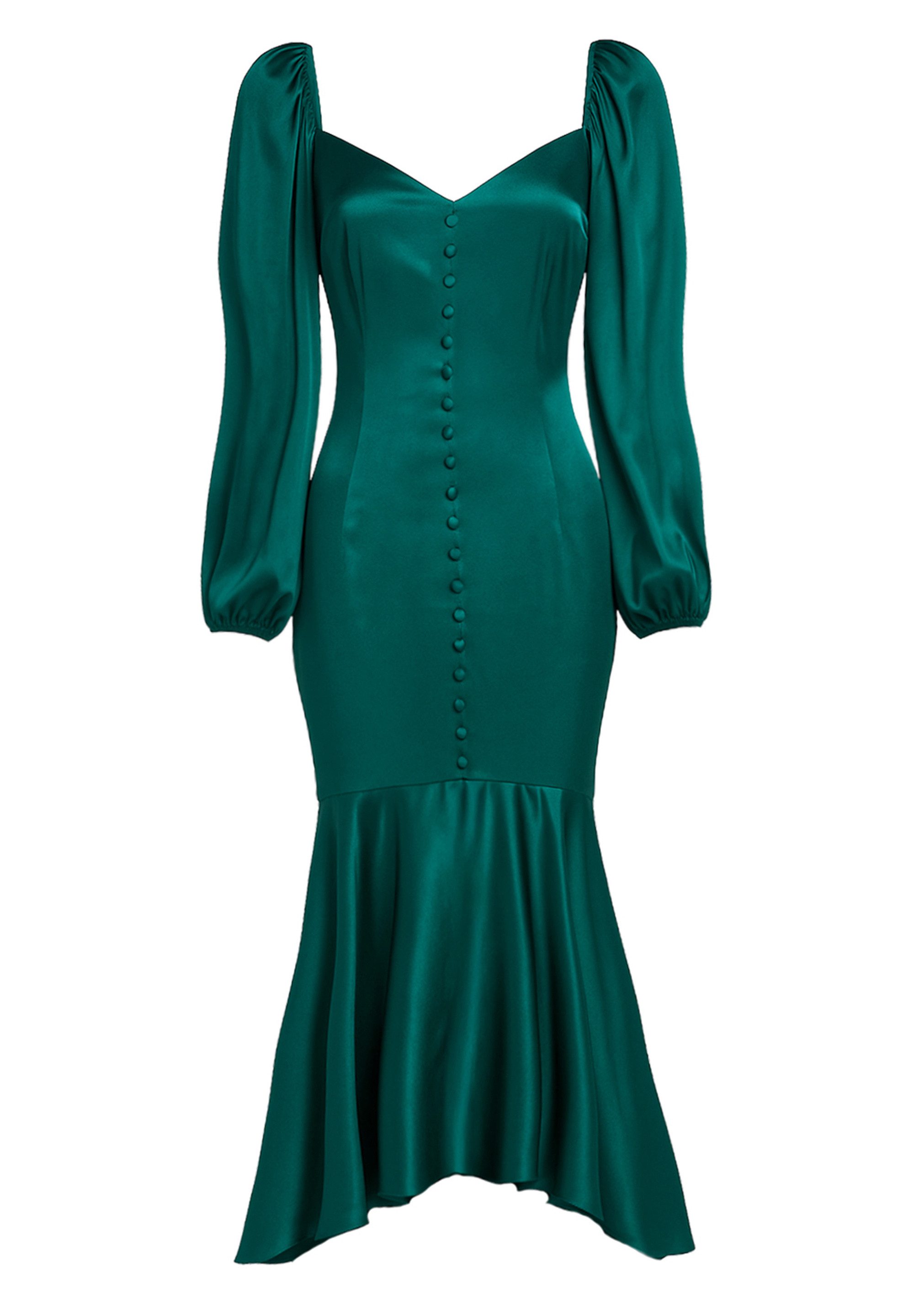 Goddiva Midikleid Satin Viscose Front Buttoned Dipped Hem Midaxi Dress Swee günstig online kaufen
