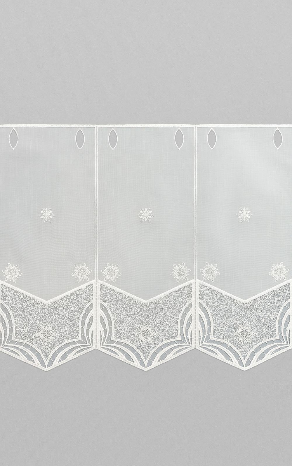 Scheibengardine Schneeblumen, Spitze®, (1 40x48cm HxB transparent, St), Plauener silber-weiß