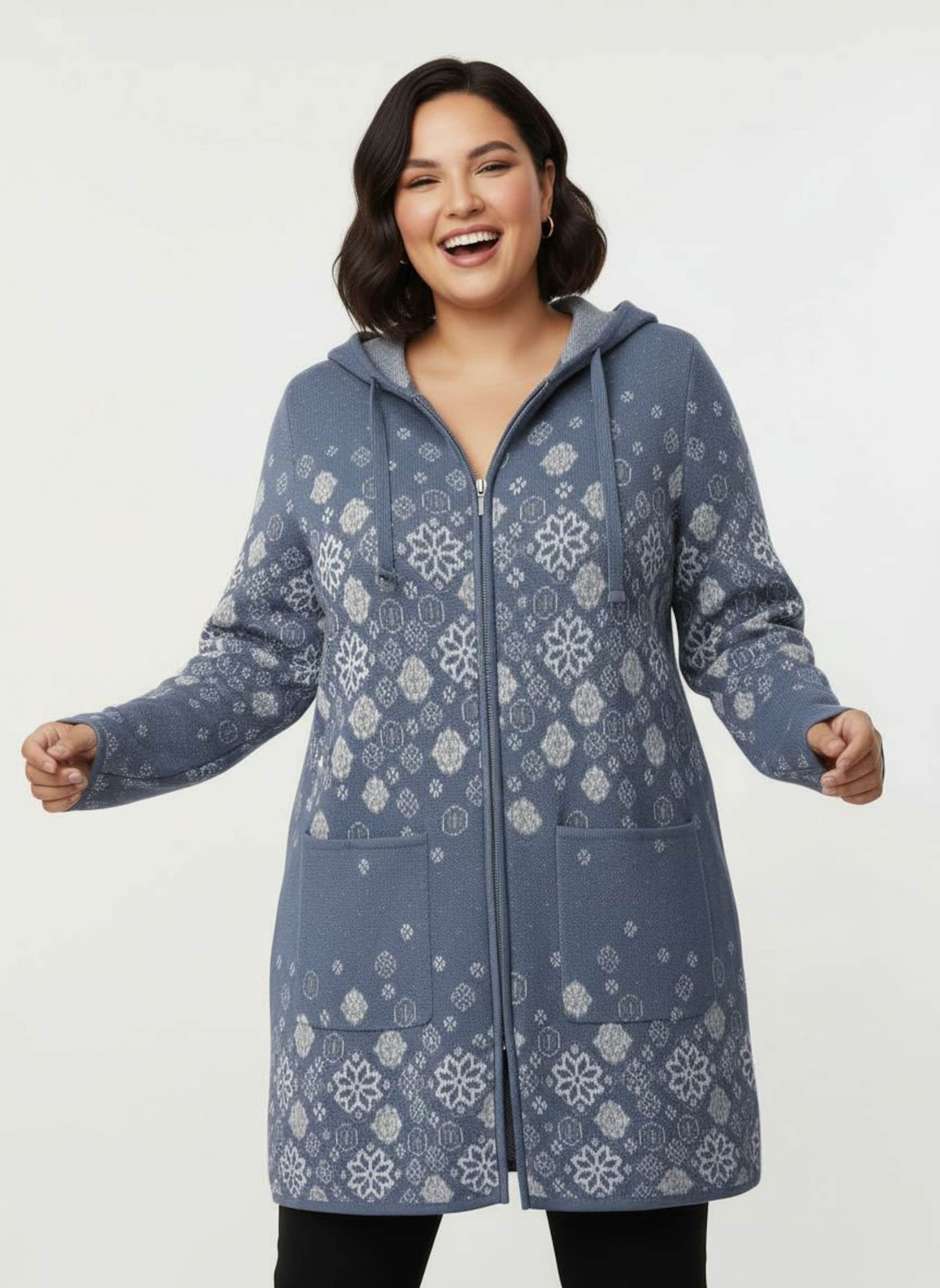Witt Strickjacke Long-Strickjacke Langarm Jacquard