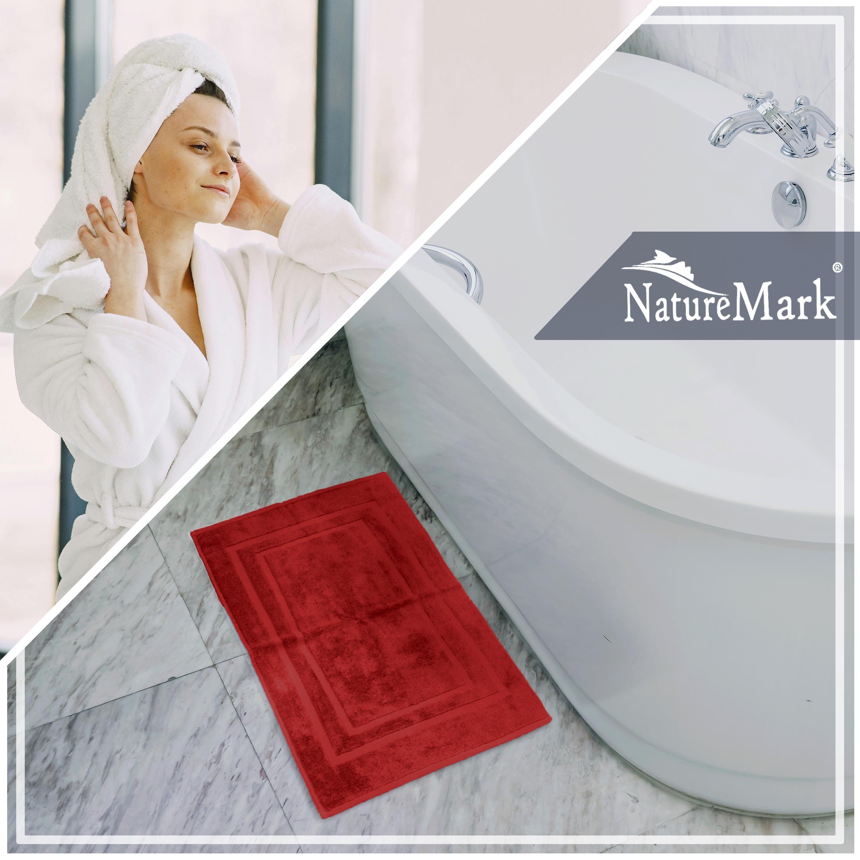 NatureMark Badematte 2er-Set Badvorleger 50x80cm, strapazierfähig, Baumwolle, rechteckig, Badematte 2-tlg., Duschmatte Duschvorleger, Premium Qualität, 50x80cm, – Bild 4 von 5