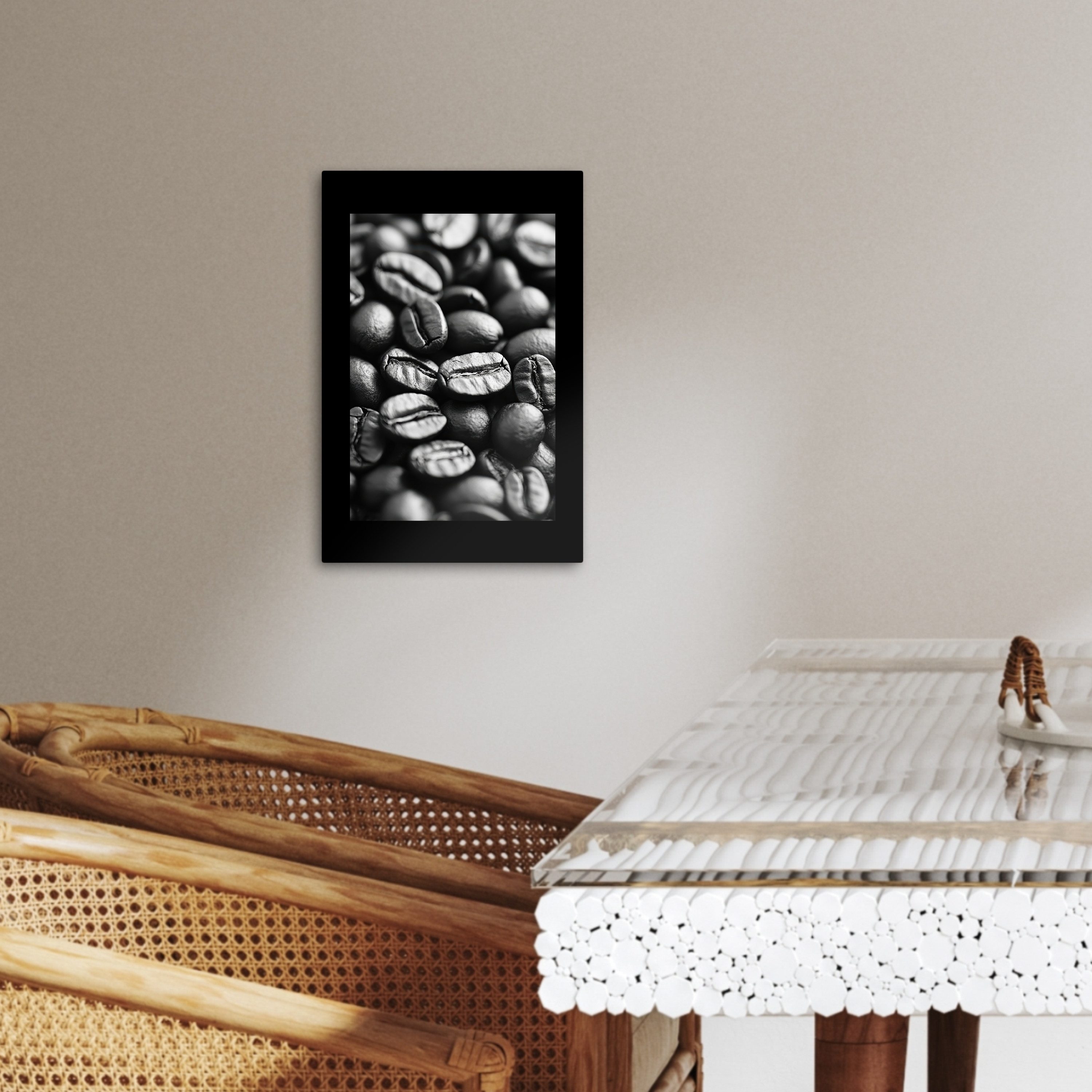 OneMillionCanvasses® Leinwandbild Kaffeebohnen - Schwarz - Vintage - Küche, Fotodruck (1 St), Wandbilder für Esszimmer, Wanddeko Bilder Küche 20x30 cm – Bild 3 von 3
