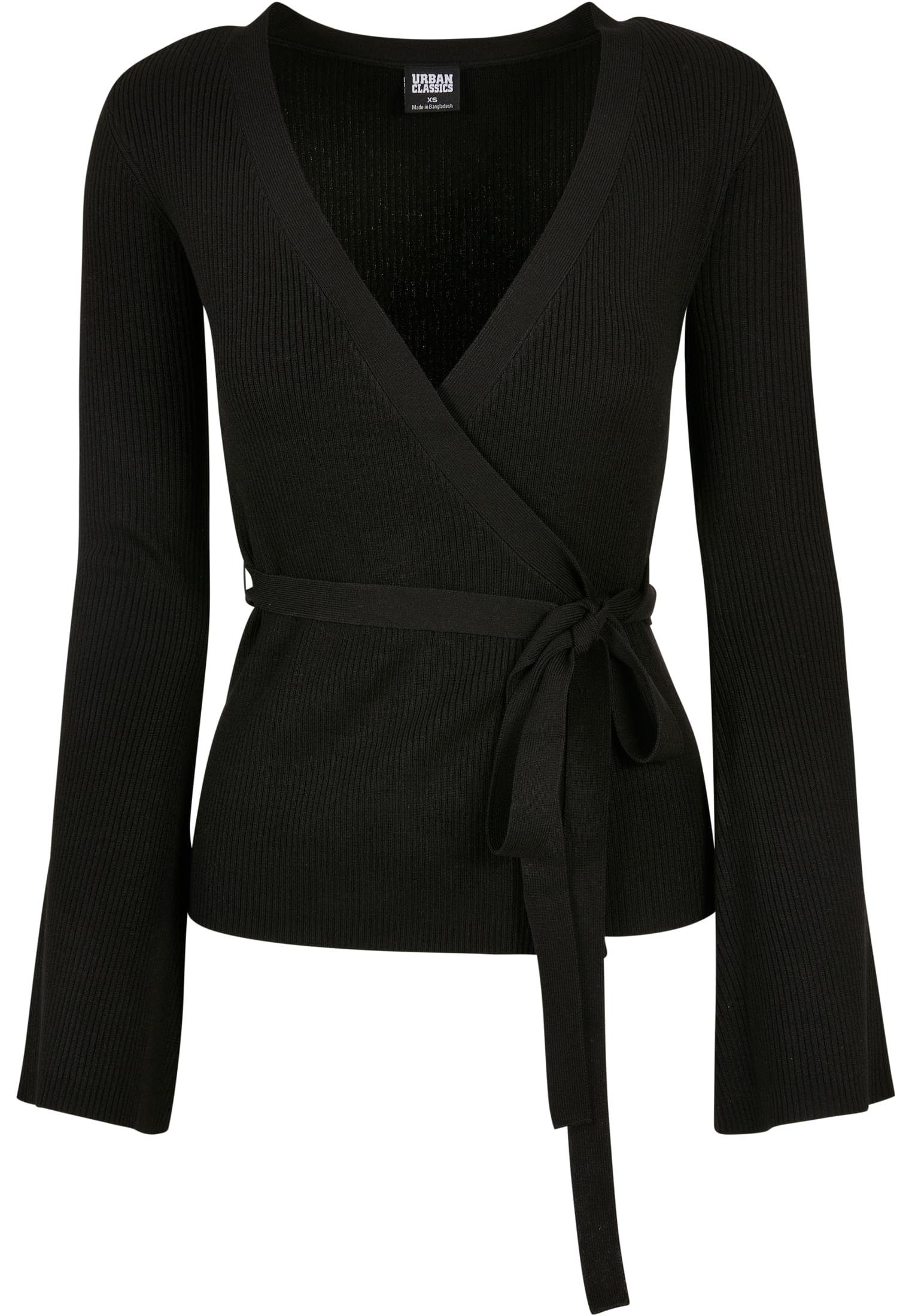(1-tlg) Cardigan Ladies Wrapped Damen CLASSICS black Cardigan Knit URBAN Rib