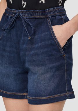 QS Shorts Jeans-Short / Mid Rise / Elastikbund Label-Patch