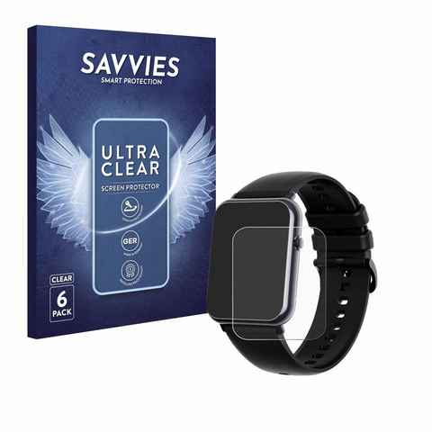 Savvies Schutzfolie für Mutoy Smartwatch 1.69", Displayschutzfolie, 6 Stück, Folie klar