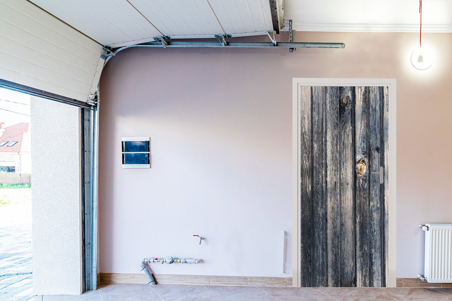 Plankenstruktur, Türaufkleber, St), cm Tür, Hintergrund bedruckt, einer für Türtapete 75x205 (1 MuchoWow Matt, mit Fototapete