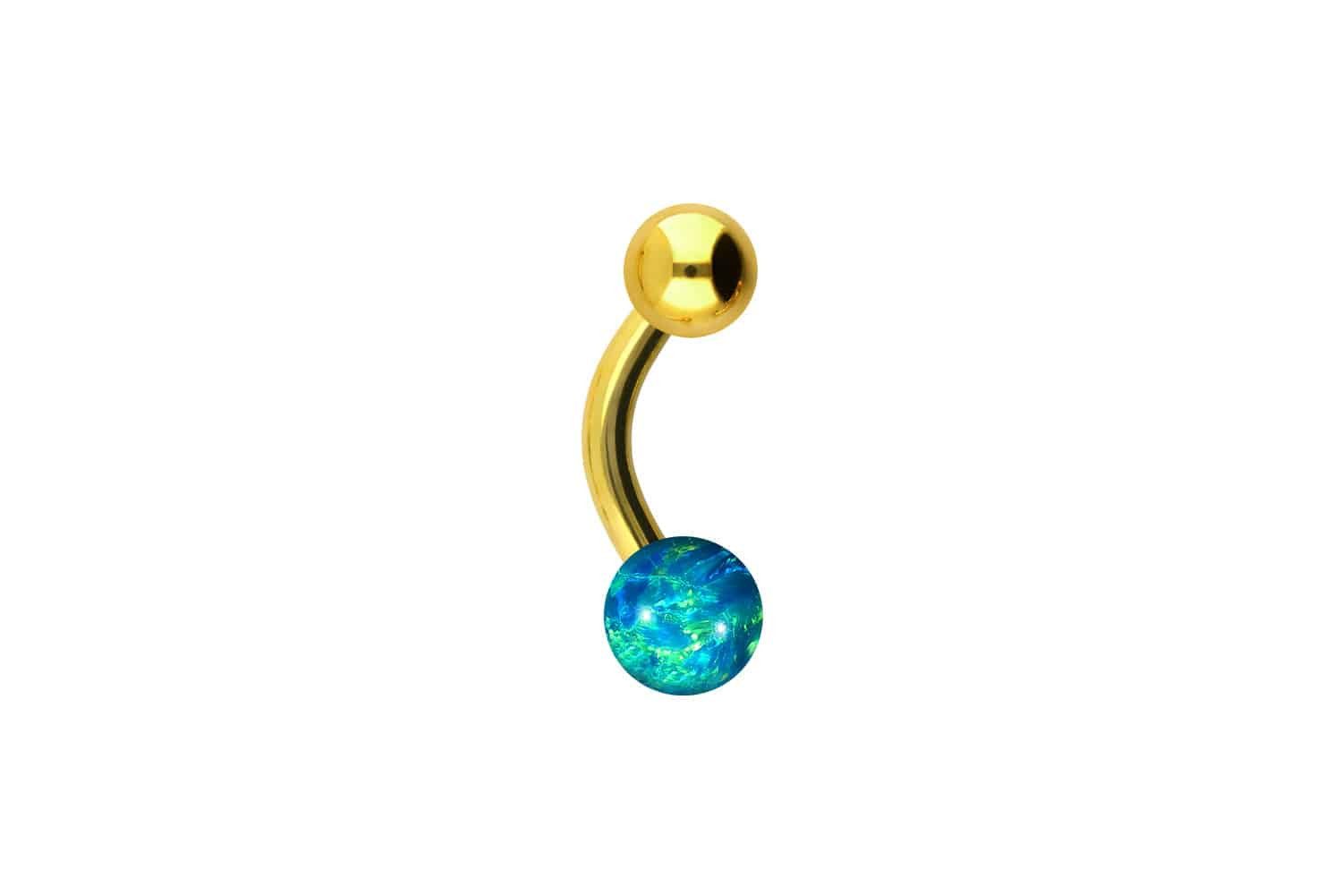 PIERCINGLINE Bauchnabelpiercing Titan Mini Bananabell SYNTHETISCHER OPAL + TITAN-KUGEL (Bananabells, 1-tlg)