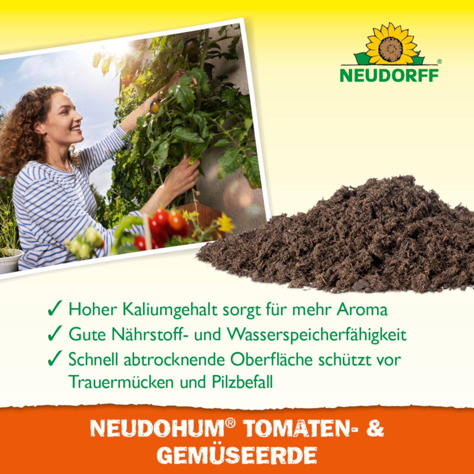 Neudorff Blumenerde NeudoHum Tomaten- & GemüseErde 20 L, mit organische Grunddüngung, (Einzelartikel, Mit Extra-Kalium für mehr Aroma und hohe Strukturstabilitä – Bild 4 von 5