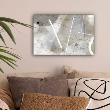 OneMillionCanvasses® Leinwandbild Linienkunst - Grau - Abstrakt, (1 St), Leinwand Bilder Klein, Wand Dekoration 30x20 cm