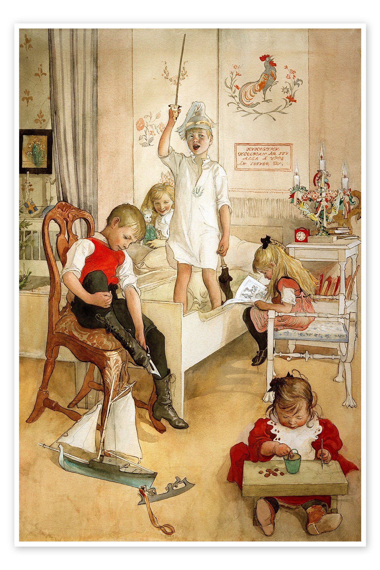 Posterlounge Poster Carl Larsson, Am Morgen des Weihnachtstages, Malerei