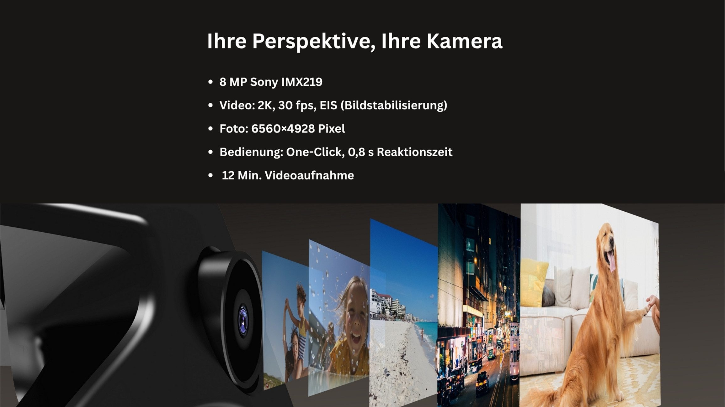 imiki Brille Smart Glasses mit 8MP Kamera, KI & Audio, Touch control, IP54 Schutz, 8MP Kamera, AI-Powered Assistent