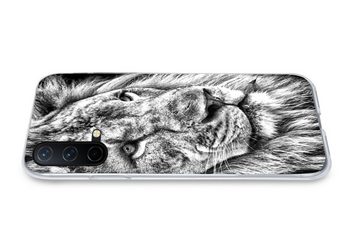 MuchoWow Handyhülle Porträt - Löwe - Schwarz und weiß, Phone Case, Handyhülle OnePlus Nord CE 5G, Silikon, Schutzhülle
