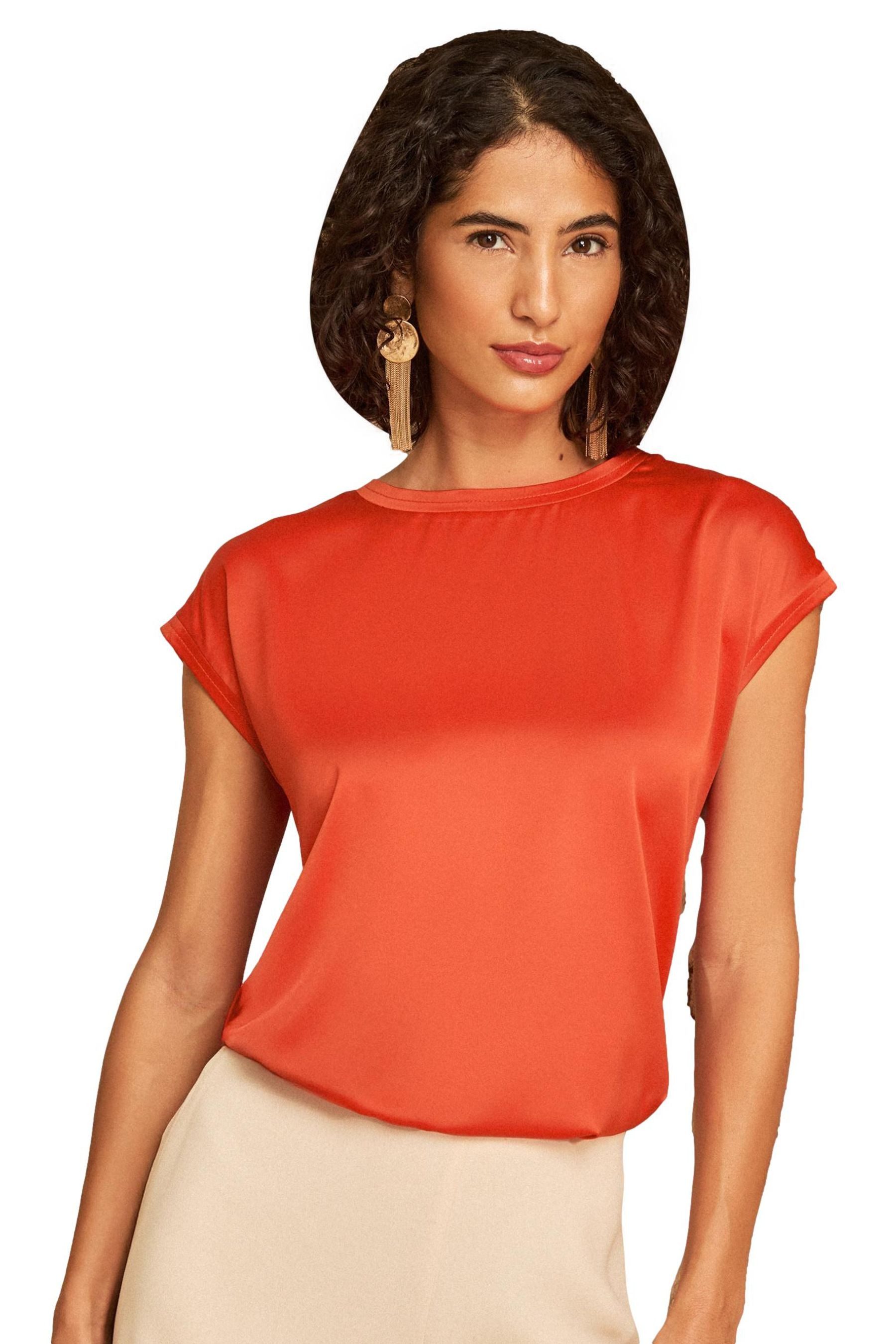 Love & Roses T-Shirt Love & Roses T-Shirt mit Satin-Front und Geo-Print (1-tlg)