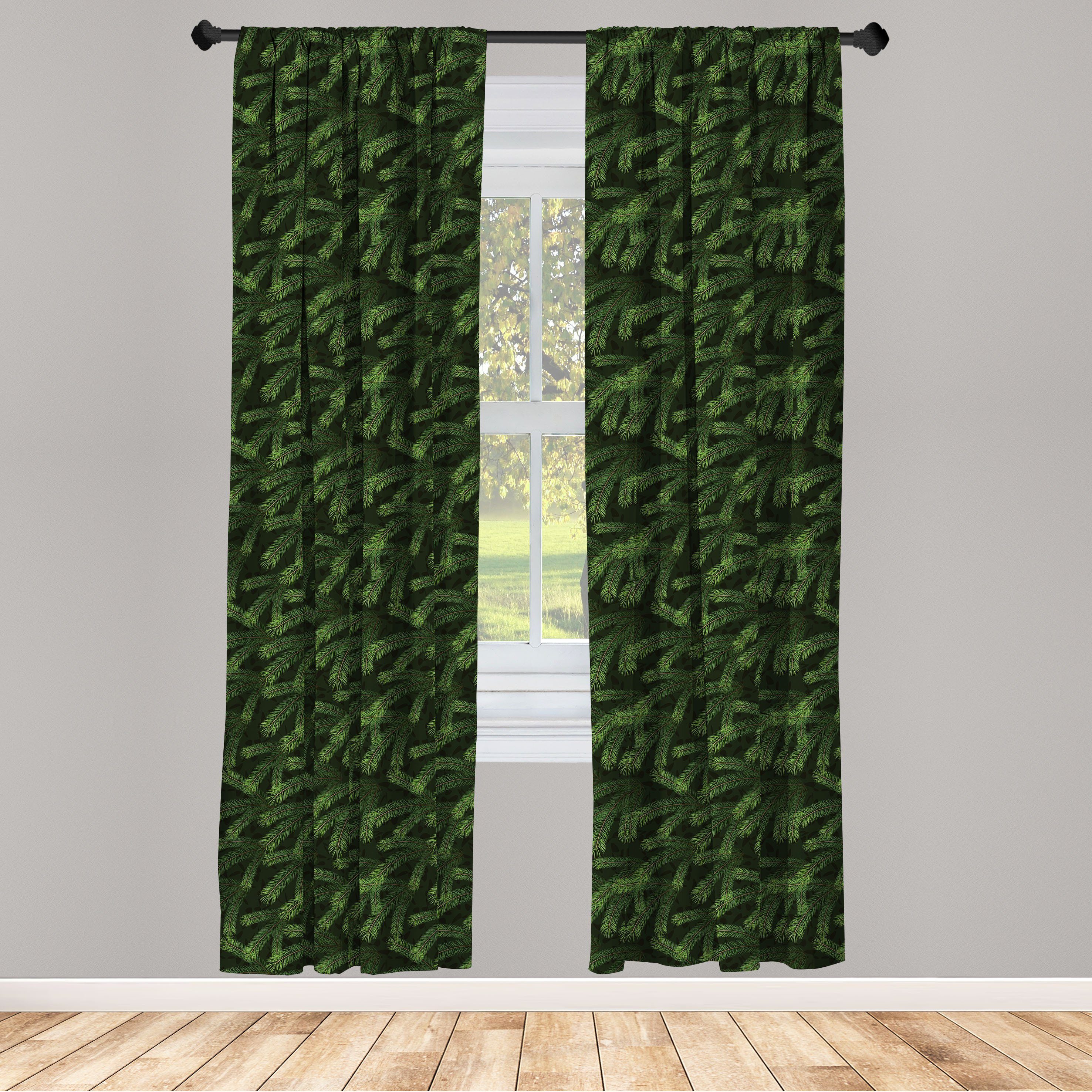 Gardine Vorhang für Wohnzimmer Schlafzimmer Dekor, Abakuhaus, Microfaser, Winter Kiefer Fichte Nadelbaum