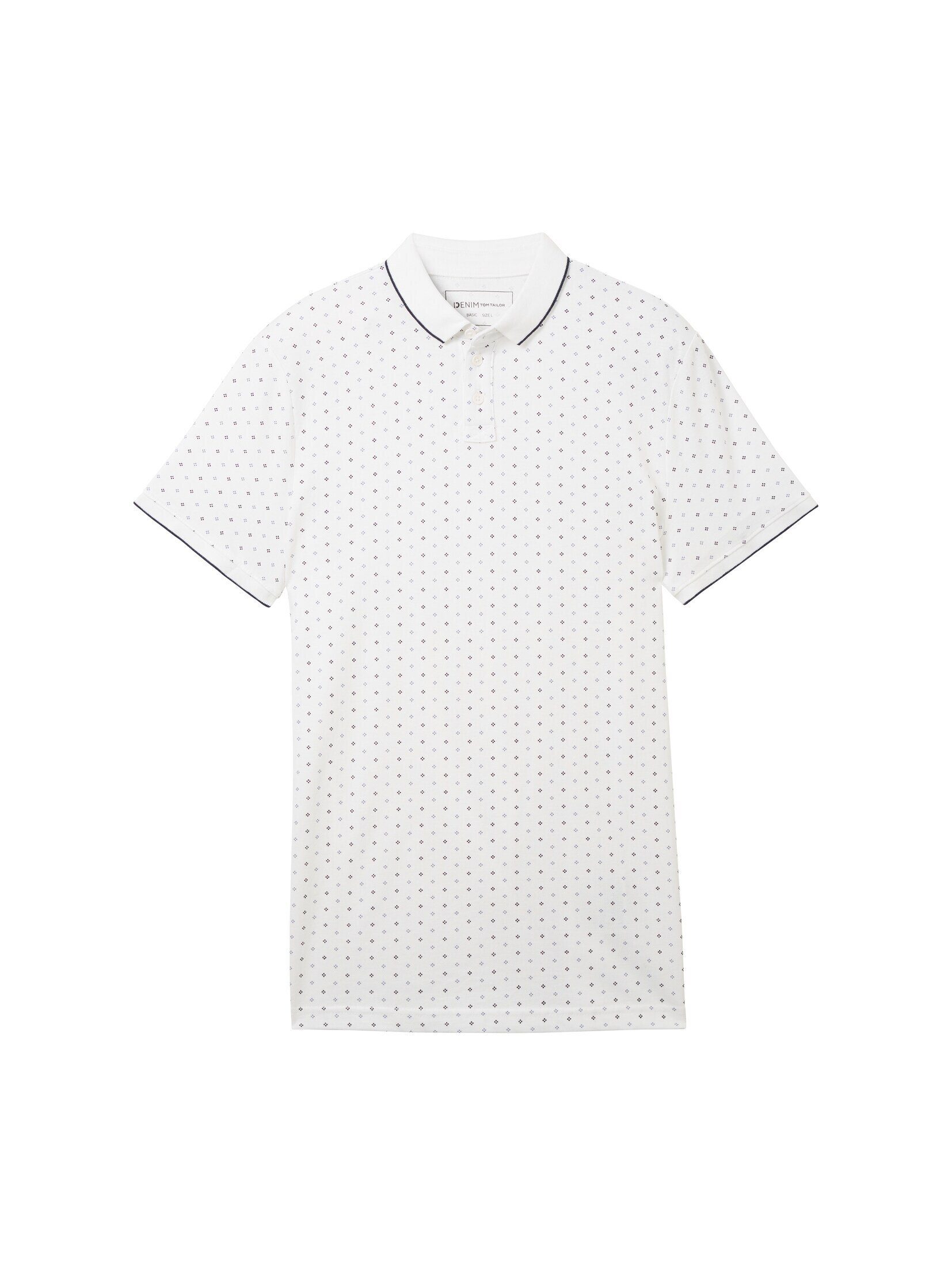 mit TOM Poloshirt Poloshirt regular TAILOR dot white print Allover-Print Denim