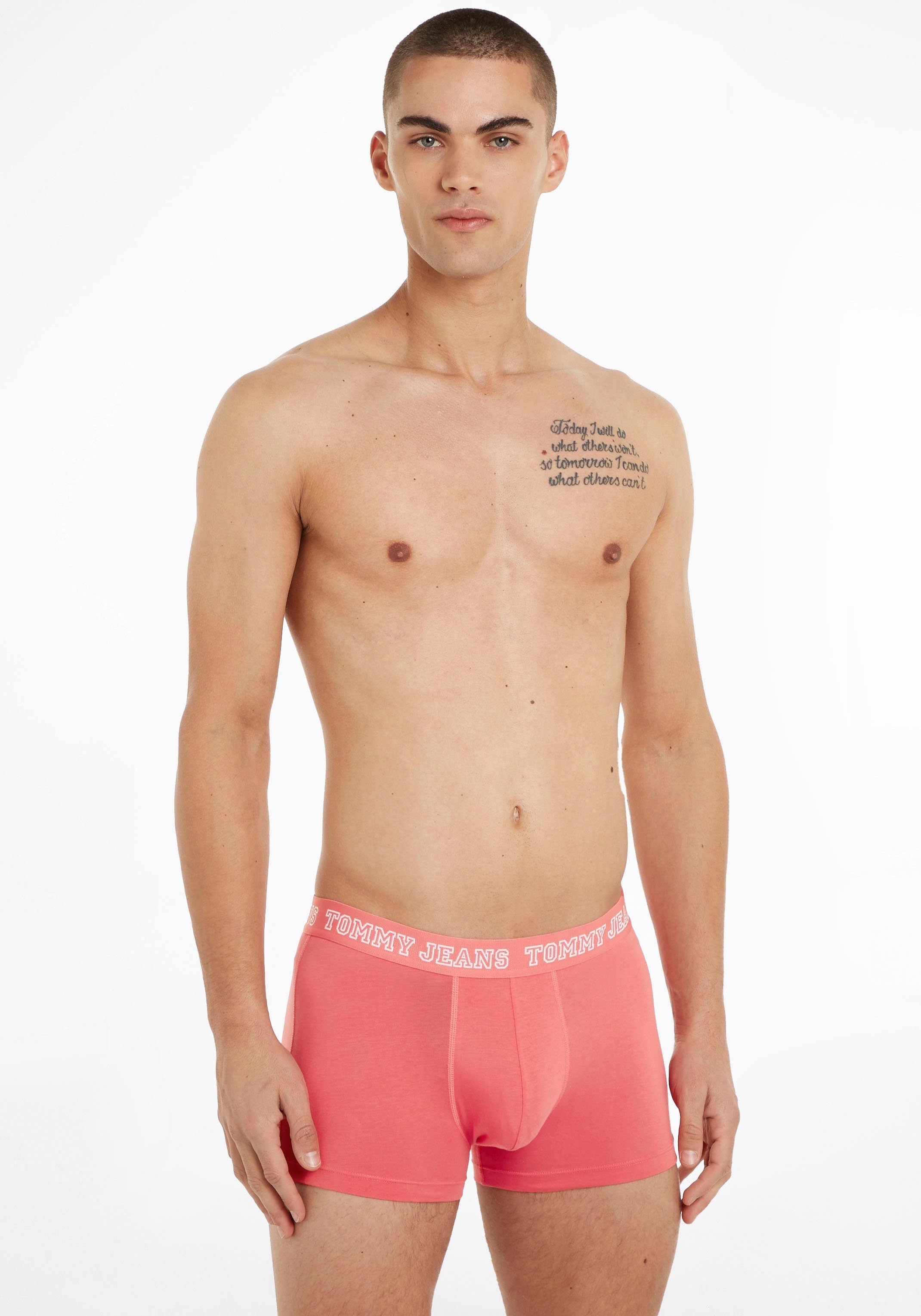 TRUNK Hilfiger 3er-Pack) Tommy Jeans mit Twilight/Laser-Pink/Black Tommy Underwear 3P DTM 3-St., Trunk (Packung, Logo-Elastikbund