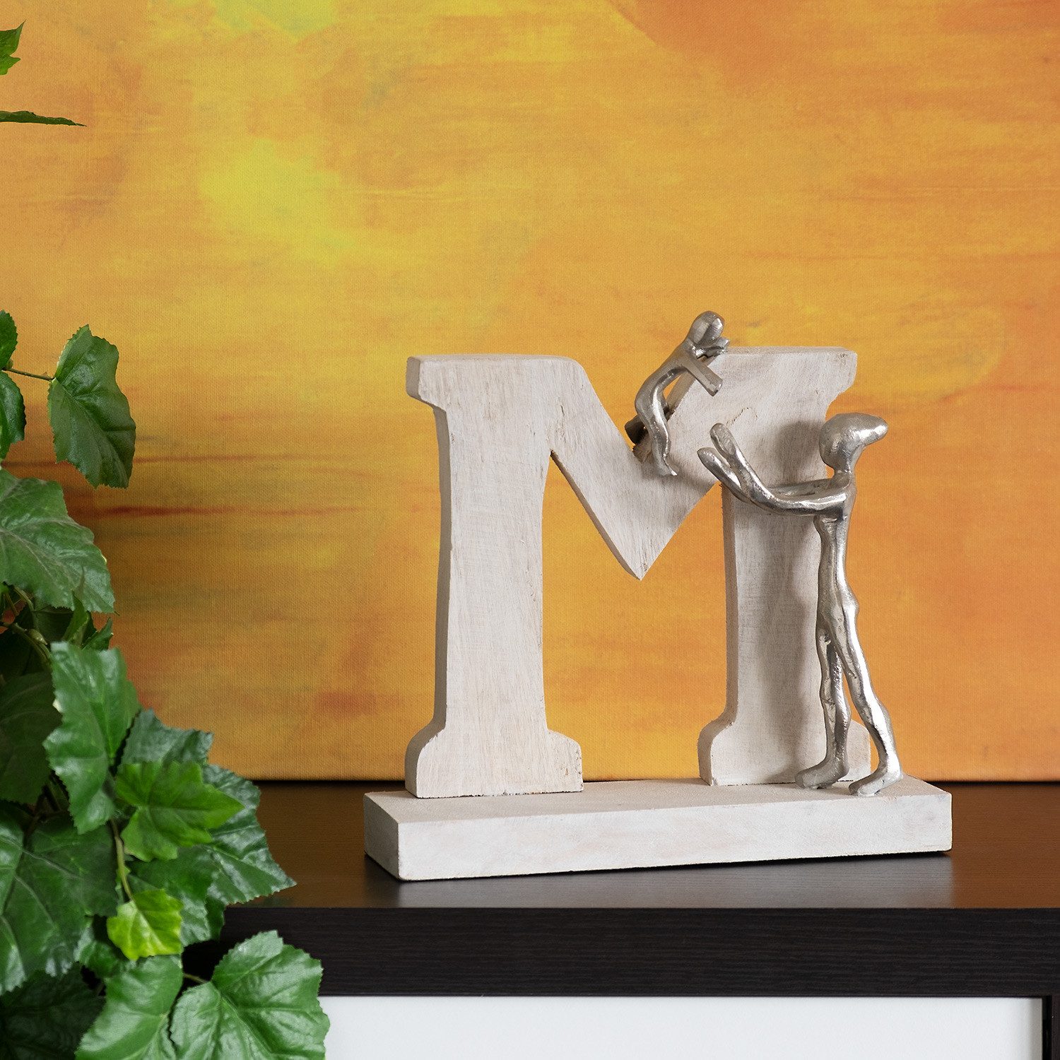 Moritz Skulptur Mutter und Kind Tochter Sohn 26 x 8 x 24 cm, Holz, Tischdeko, Fensterdeko, Wanddeko, Holzdeko, Weihnachtsdeko