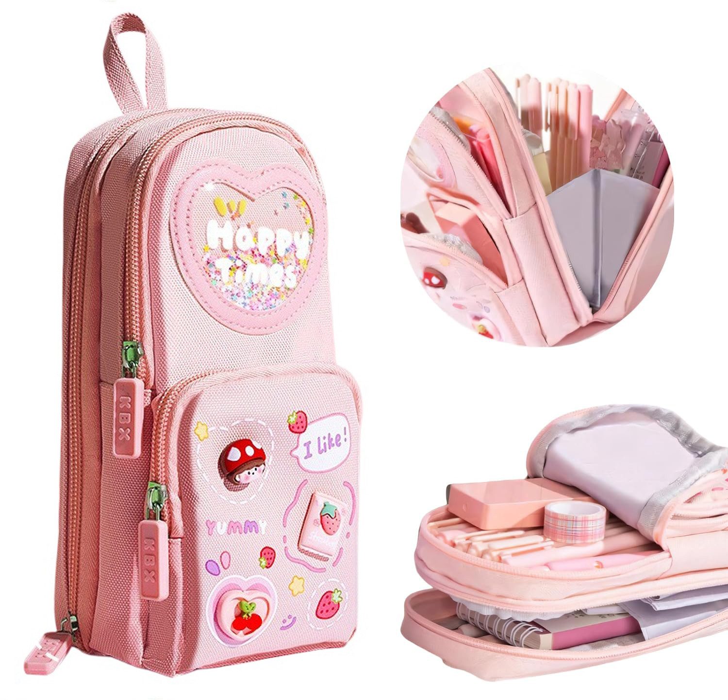 Zaewry Federmäppchen 3 Fächer Große Kapazität Kawaii Mäppchen Federtasche, Stiftetasche Pencil Case Bleistifttasche für Schule Und Büro