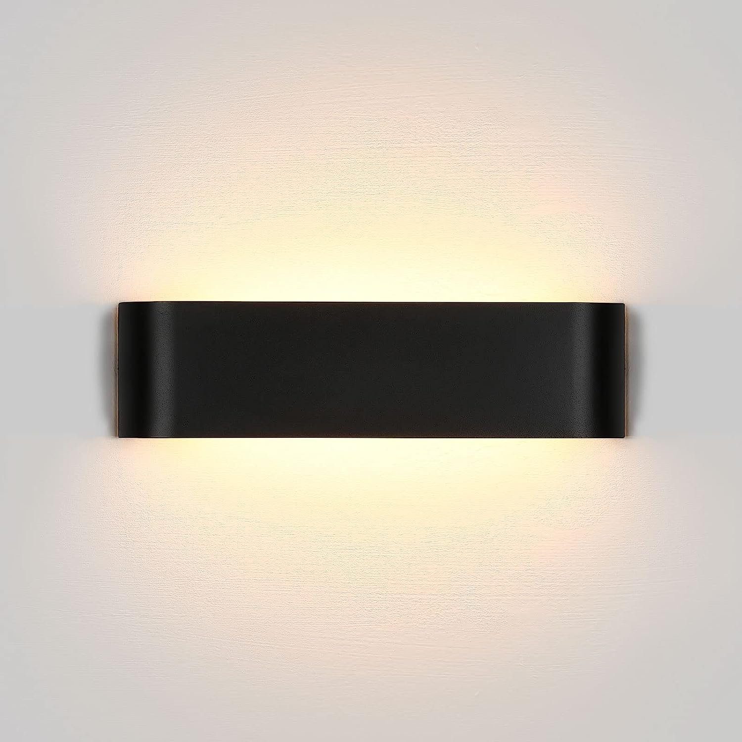 DOPWii Wandleuchte LED 12W Wandbeleuchtung 3000K Wandlampe warmweißes Licht, LED fest integriert Schwarz